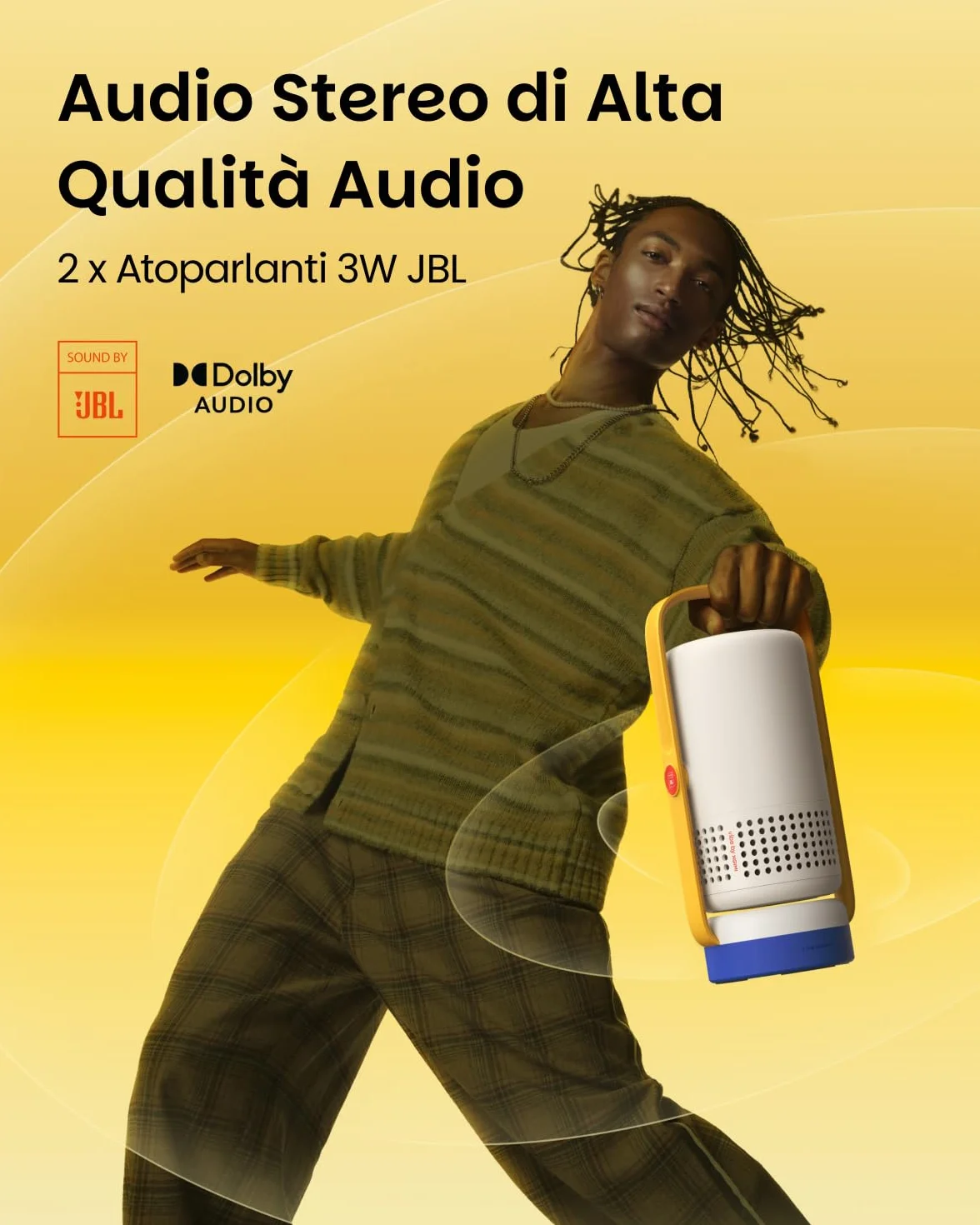 XGIMI Vibe One Proiettore Smart Mini Portatile 1080P, GTV con Netflix con Licenza, Batteria Integrata, Messa a Fuoco Automatica, Correzione Trapezoidale Automatica, Proiettore per la Casa (Blu Scintilla)