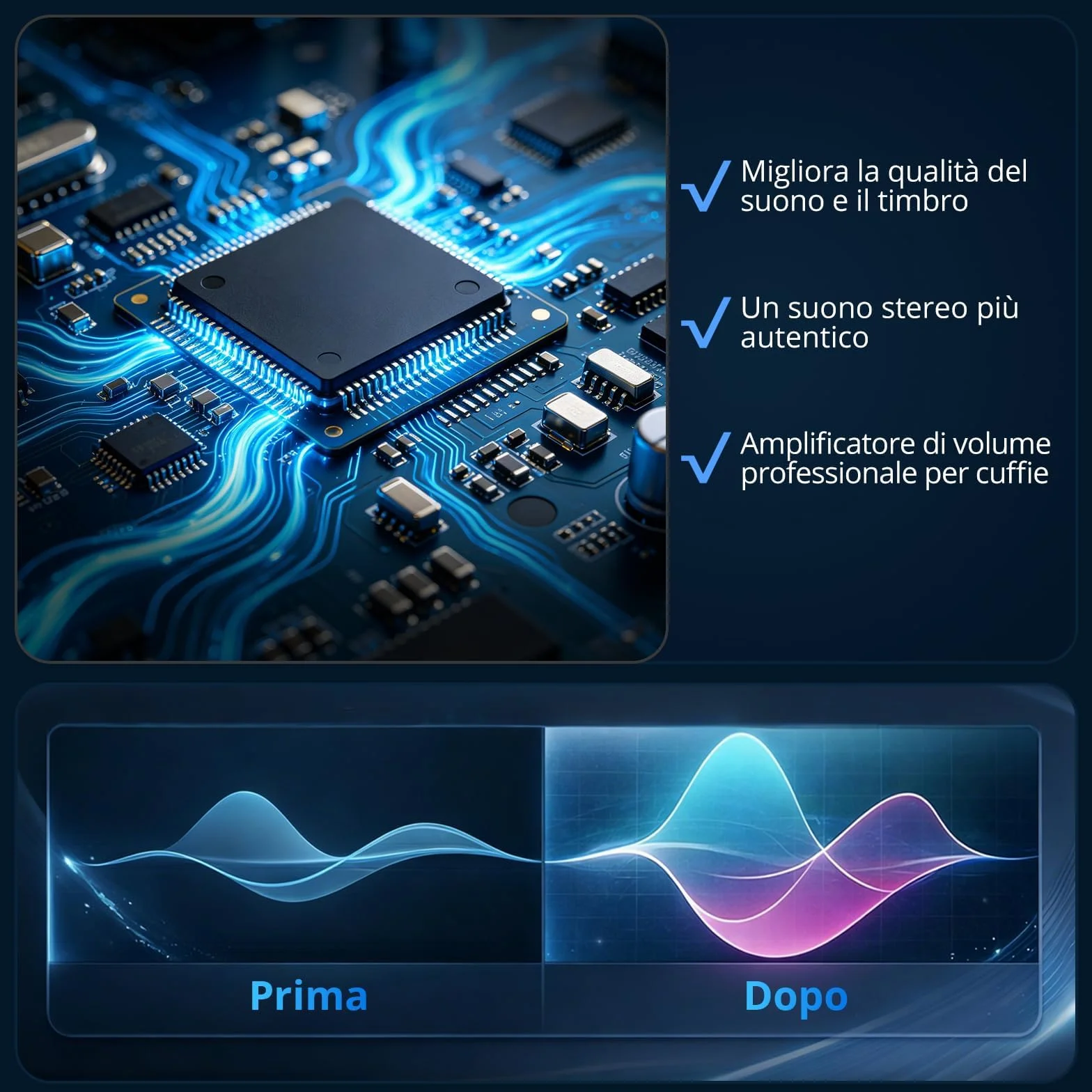 Amplificatore per Cuffie Hi-Fi Portatile Ricaricabile 16-300Ω Due Livelli di Guadagno Manopola Volume Ingresso/Uscita 3,5 mm