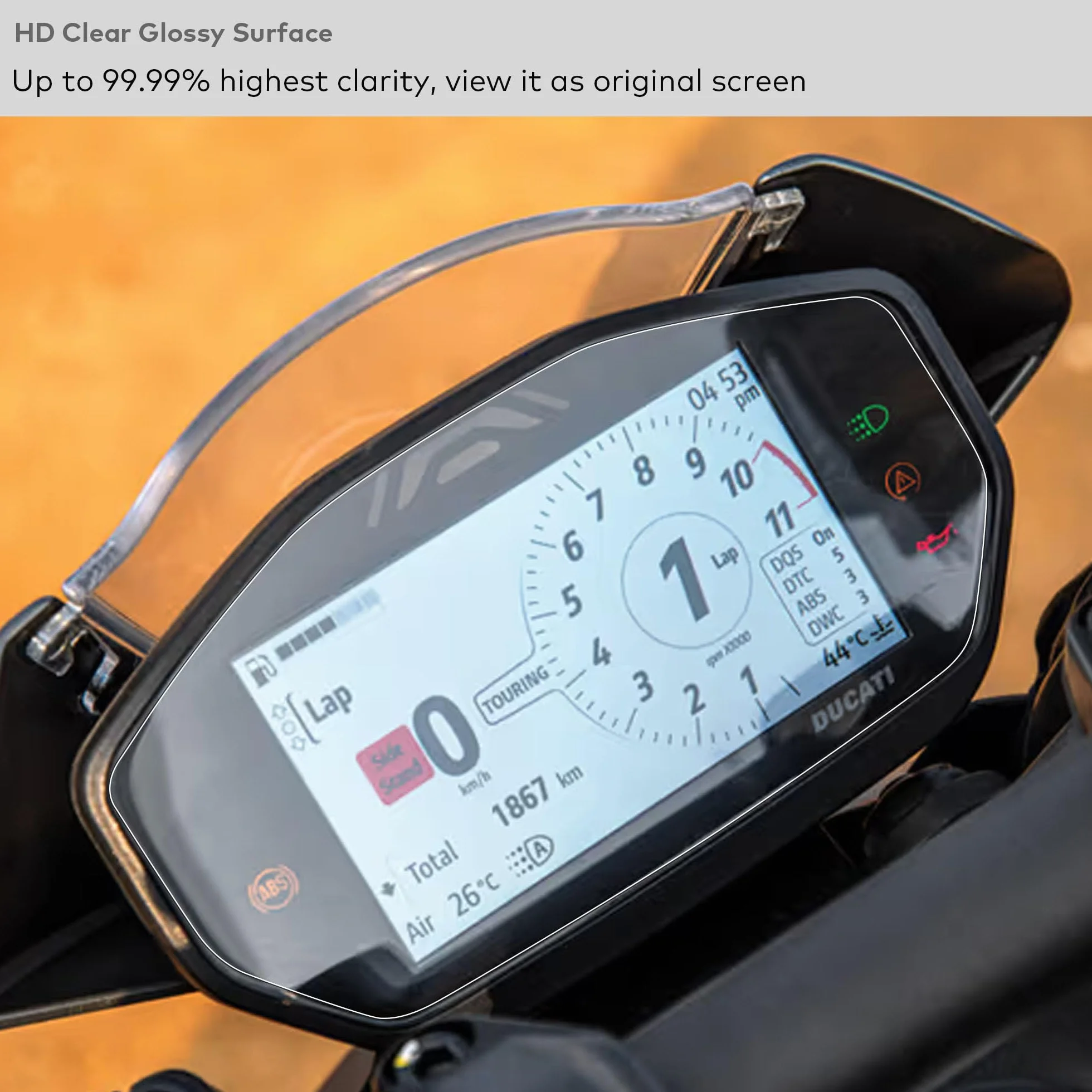 Pellicola protettiva in vetro per Ducati Hypemotard 950 SP, Moster SP Plus 937, Monster Senna, Streetfighter V2 S, Penigale V2 S, SuperSport 950 S Instrument Display 4,3 pollici HD