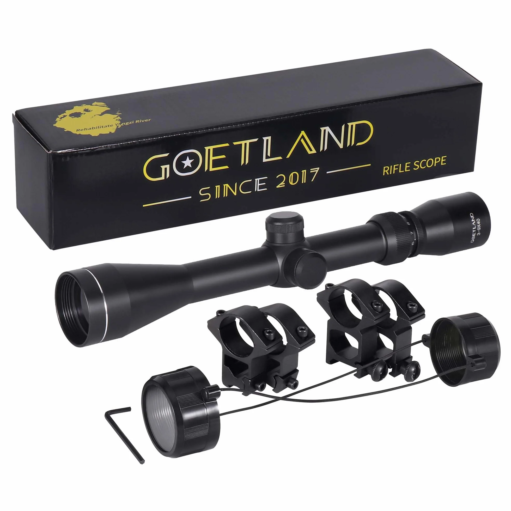 Goetland 3-9x40 Ottica per Carabina Aria Compressa Cannocchiale da Puntamento R4 Reticolo SFP con Anelli di Montaggio