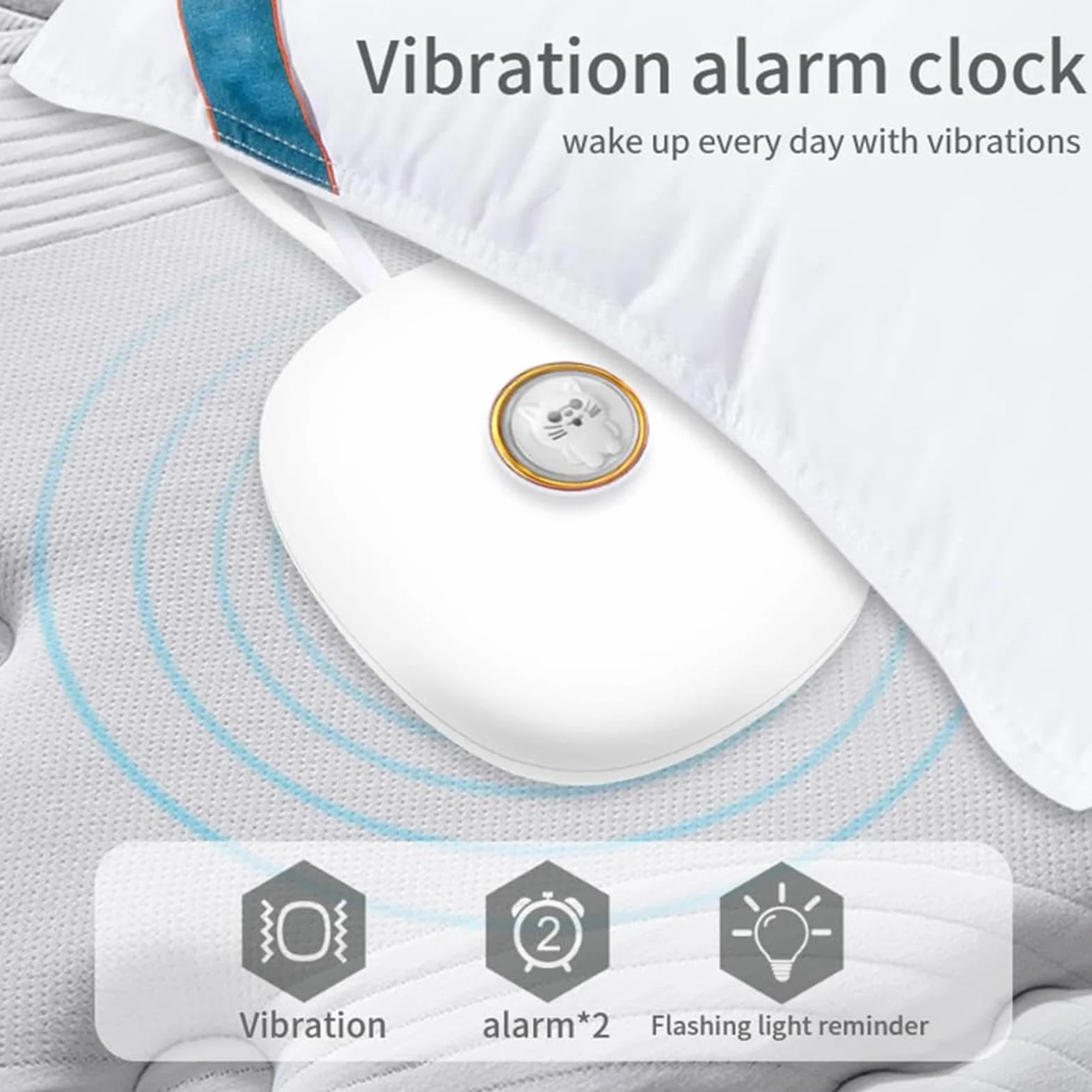 Sveglia a Vibrazione LED Silenziosa con Allarme Potente, Bed Shaker per Non Udenti