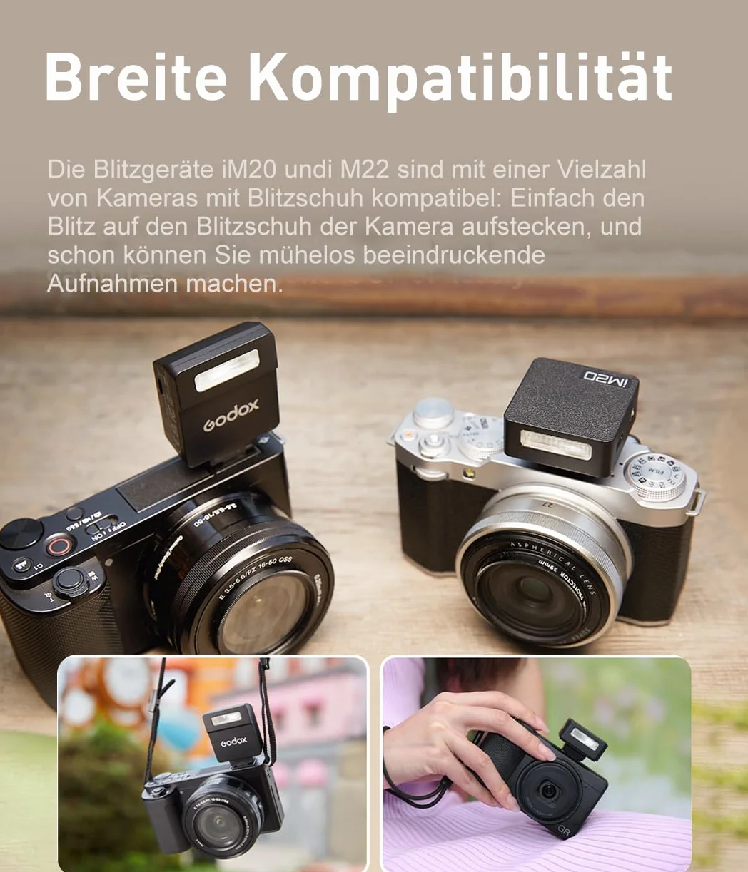 Godox iM20 Mini Flash Fotocamera 5 Livelli Potenza 30g USB-C Batteria Litio 470mAh