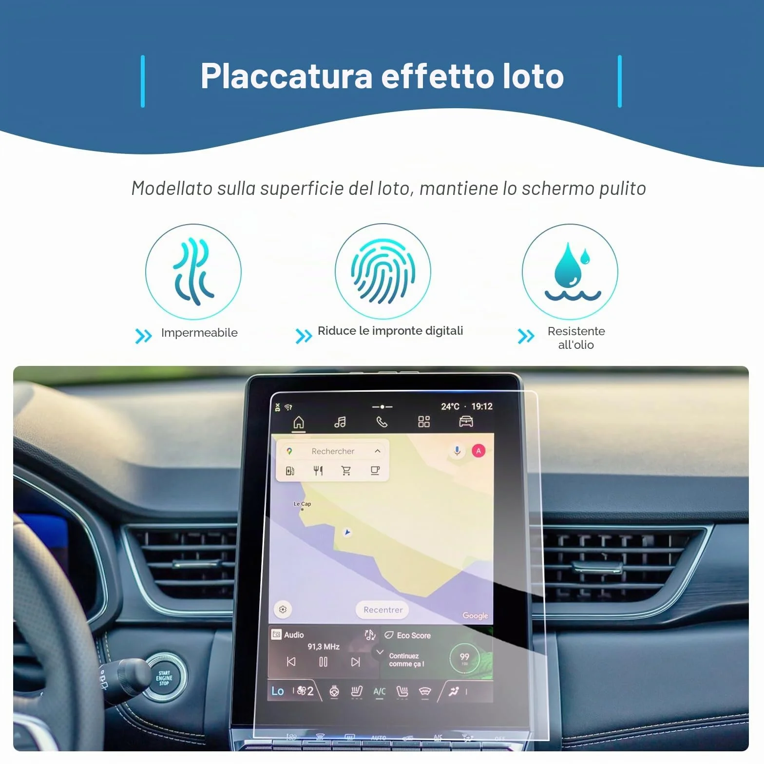 Pellicola Protettiva 10,4" Vetro Temperato 9H Antigraffio per Renault Captur 2 2025 2026 Symbioz 2025 2026 Openr Link