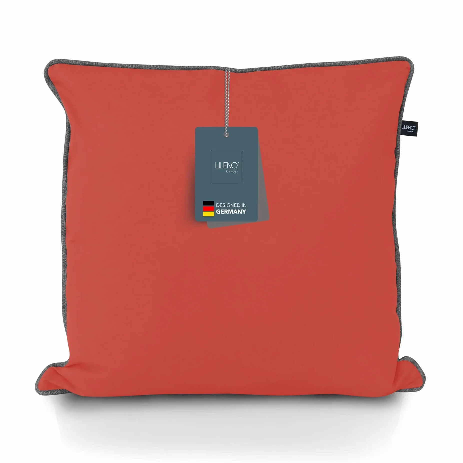 LILENO HOME Set di 2 federe 60 x 60 cm [Marsalla + bordo grigio] Federa super morbida [senza cuscino di riempimento] - Federa per cuscino con cerniera per cuscino interno ed esterno - Capris