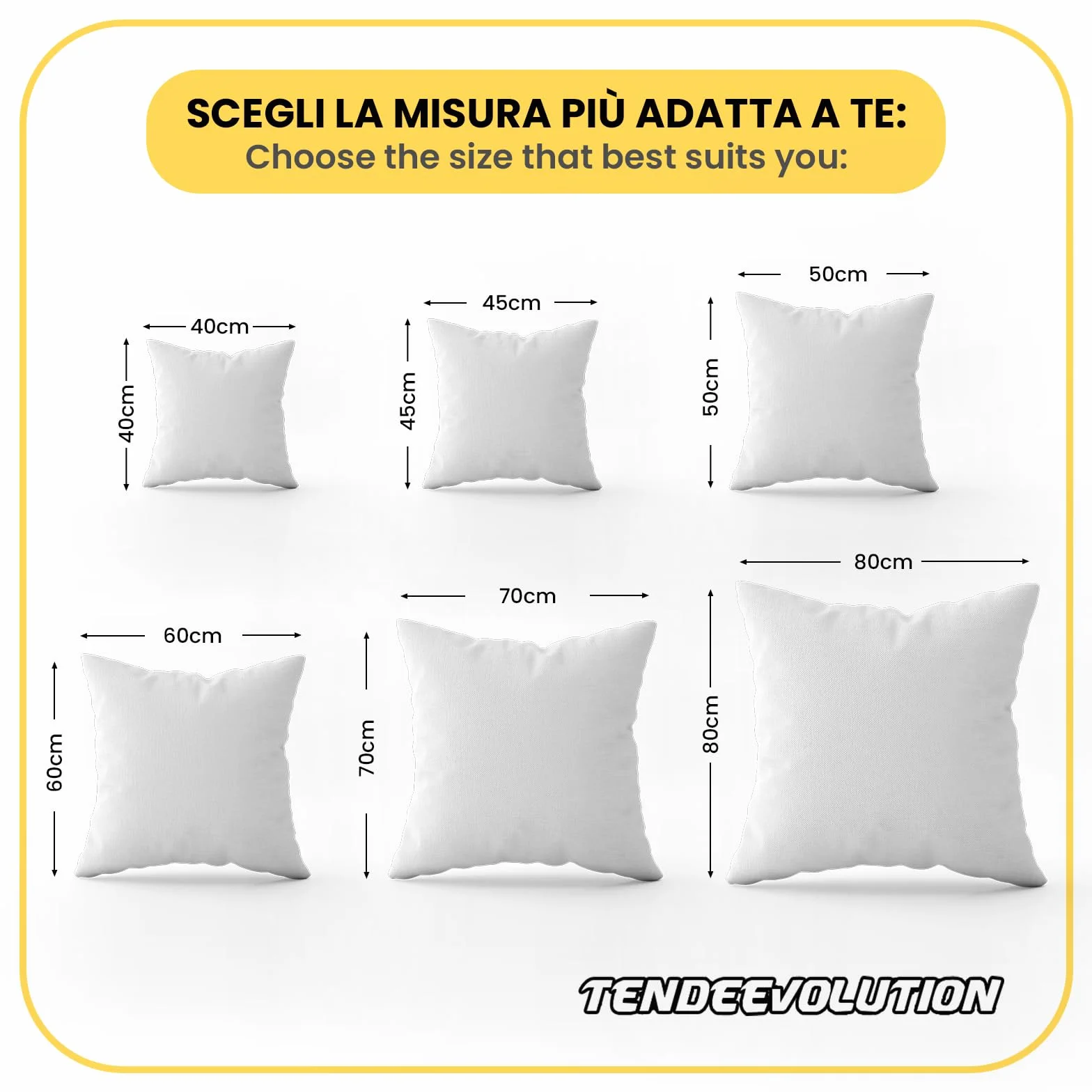 Cuscino divano TENDEEVOLUTION 70x70 cm Poliestere Anallergico Fodera TNT