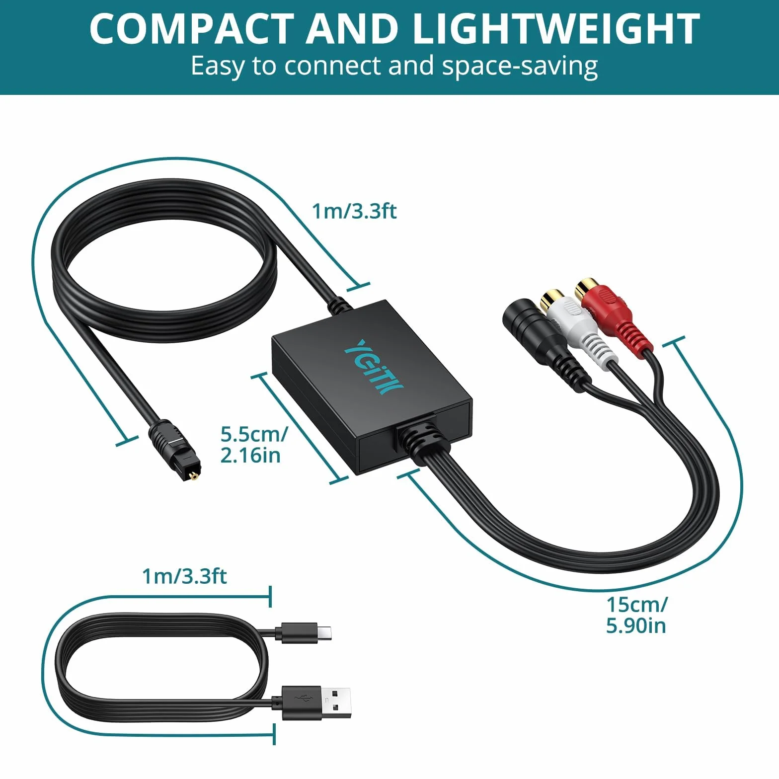 Convertitore Ottico a RCA 3.5mm DAC Audio Digitale 192kHz/24bit Chip Amplificazione per TV Blu-ray