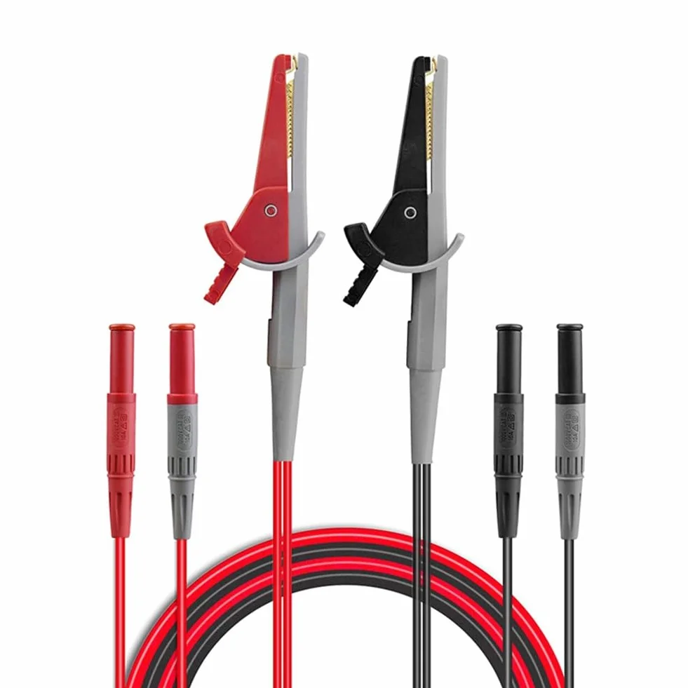 Kelvin Clip Test Batteria Resistenza Interna Misurazione LCR Cavo Silicone Jack 4mm Nero Rosso