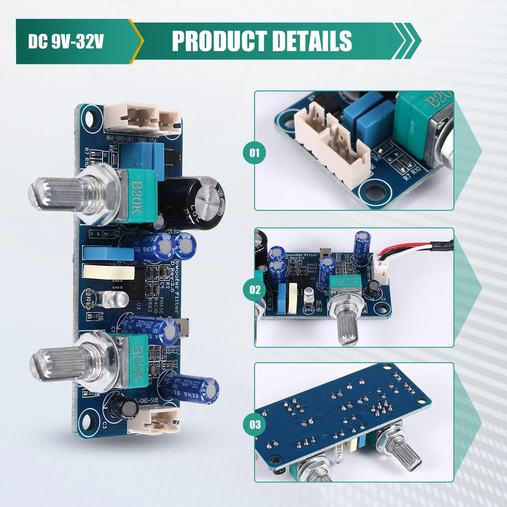 Preamplificatore Subwoofer Filtro Passa Basso Scheda Amplificatore DC 9-32 V Regolazione Volume