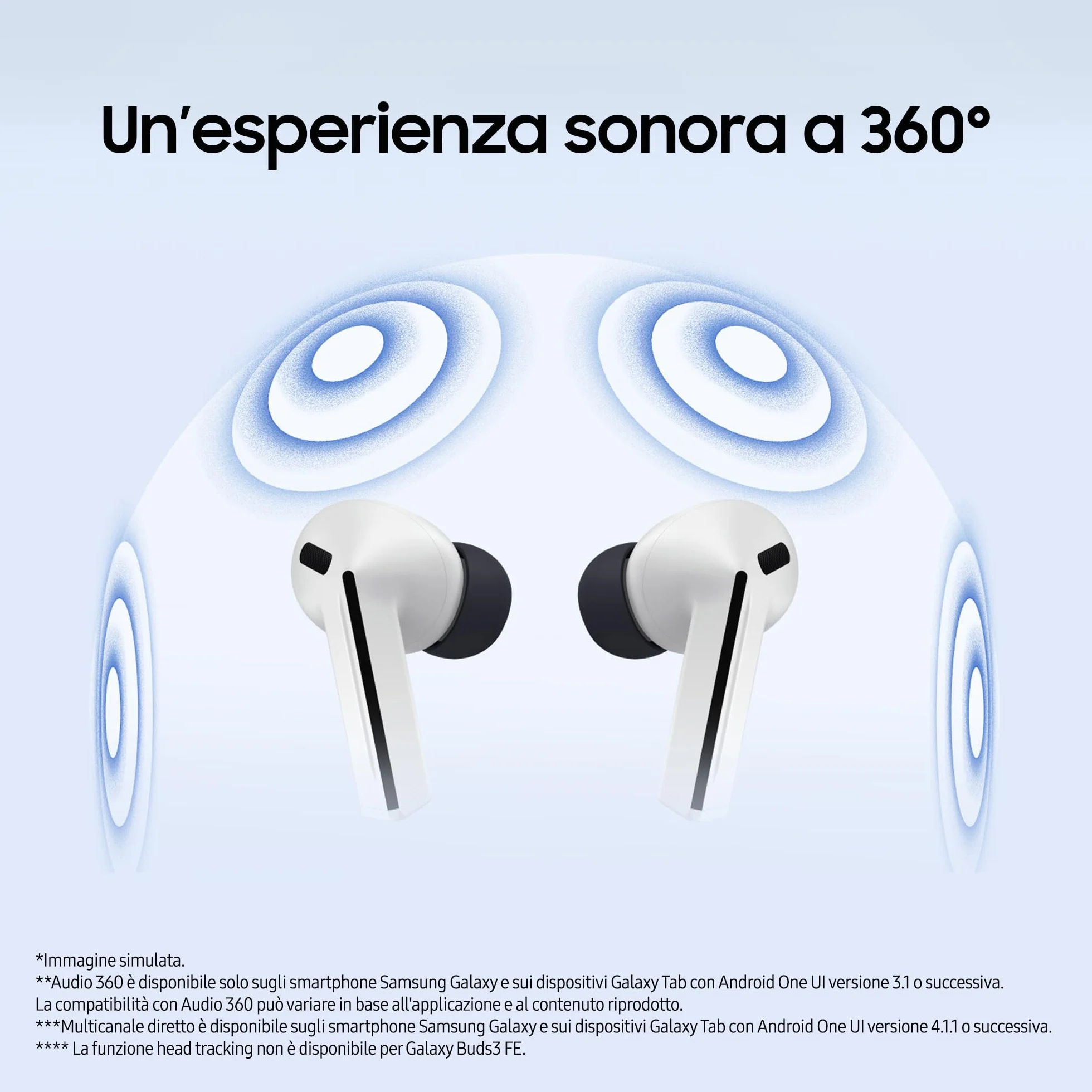 Samsung Galaxy Buds3 FE Auricolari Wireless Cancellazione Attiva del Rumore Audio 360 Nero 2025