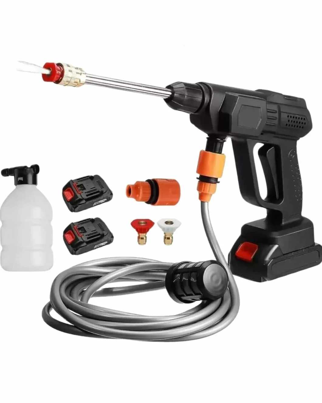 A.M.C. Idropulitrice a batteria 42V Idropulitrice Professionale portatile con 2 batterie 8000mAh e Tubo da 5M Idropulitrice ad alta pressione a batteria per il lavaggio di auto Pulizia di pavimenti