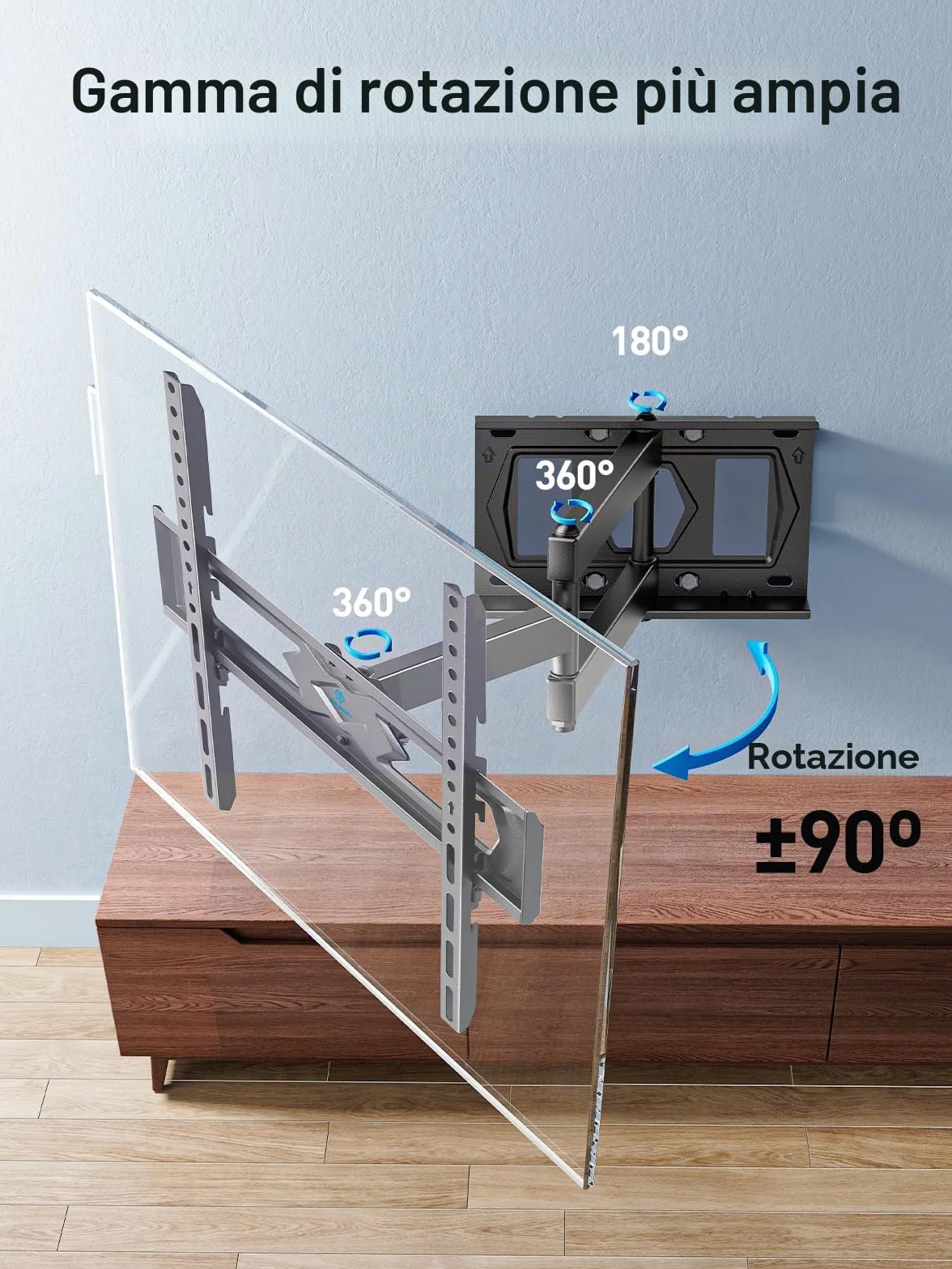 PERLESMITH Supporto TV Parete Girevole Estendibile 26-60 Pollici 40 kg VESA 400x400 mm PSMFK10