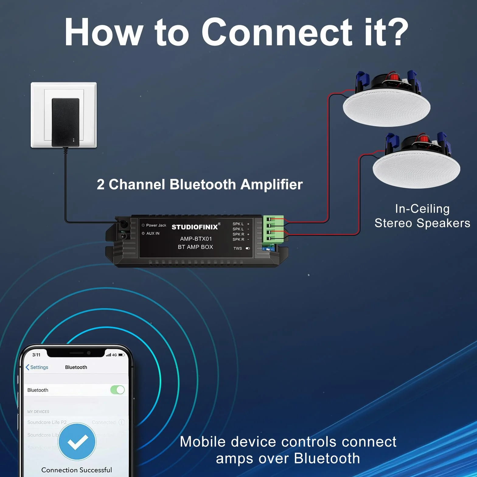 STUDIOFINIX altoparlanti da soffitto Bluetooth 2 vie incasso interni esterni 1 paio