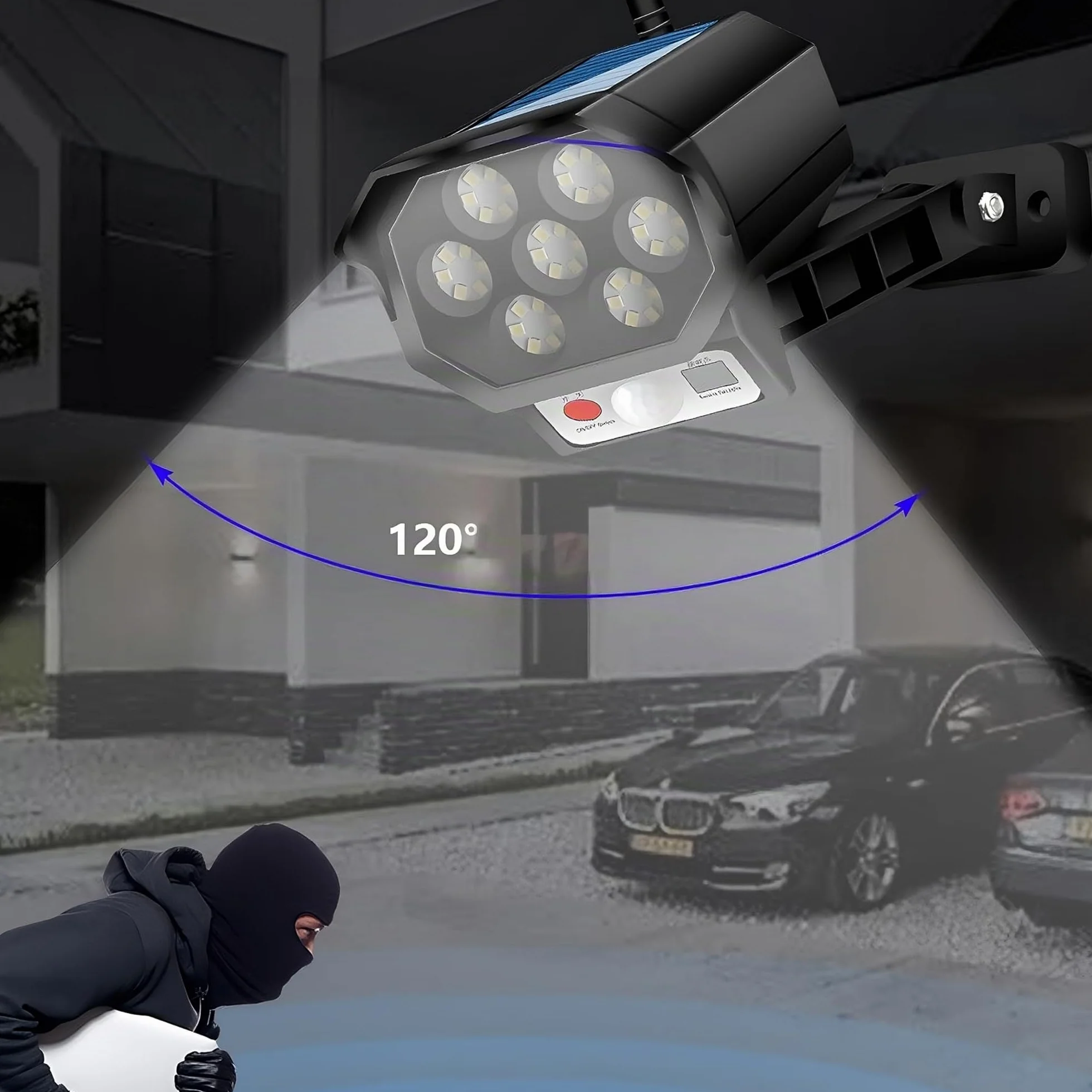 Retoo Finta Telecamera di Sorveglianza Esterna CCTV con Luce LED Solare Pannello Solare a Parete