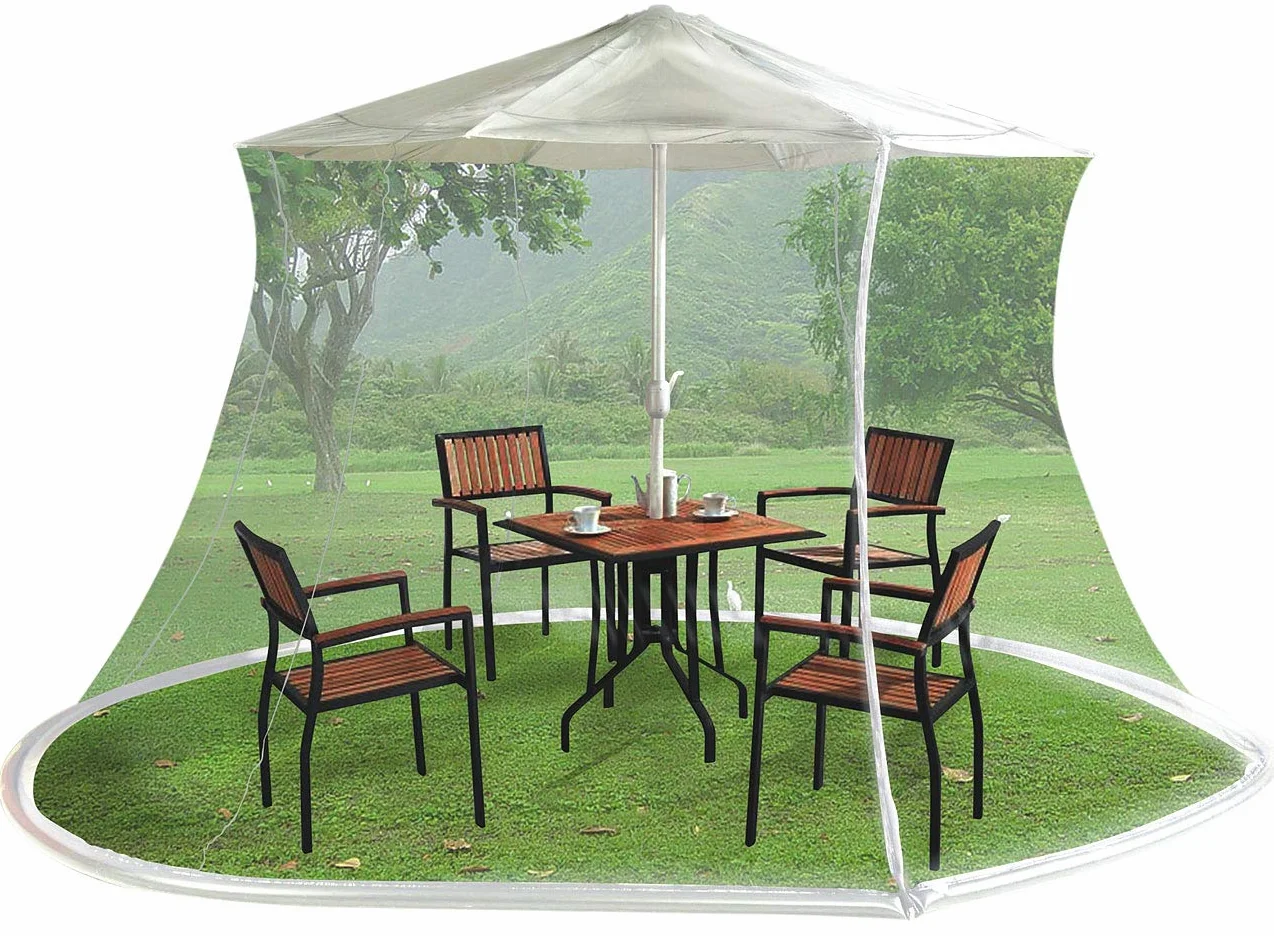 infactory Garden Parasols - rete per zanzare da esterno: Zanzariera per ombrelloni, bianco, 330 x 250 cm, 220 mesh (rete zanzare da giardino, zanzariera viaggio, birra)