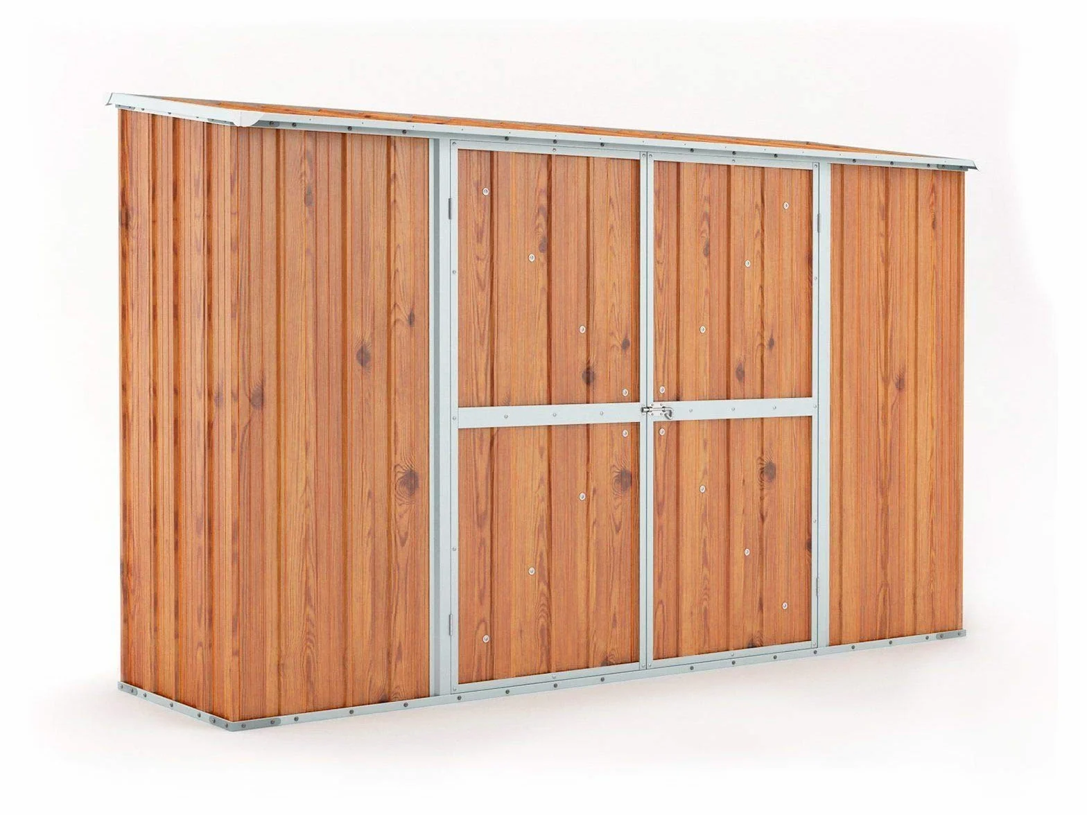 Notek Box in Acciaio Zincato Casetta da Giardino in Lamiera 3.07 x 1.00 m x h1.92 m - 67 kg – 3,07 Metri Quadri – Legno