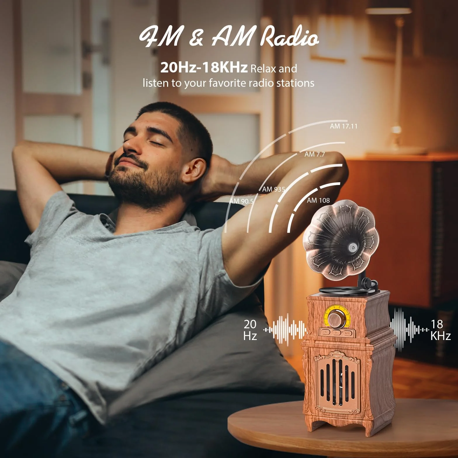COLSUR Radio Portatile Vintage Retro Legno AM FM Bluetooth 5.3 1800mAh Altoparlante Ricaricabile TF/USB/AUX
