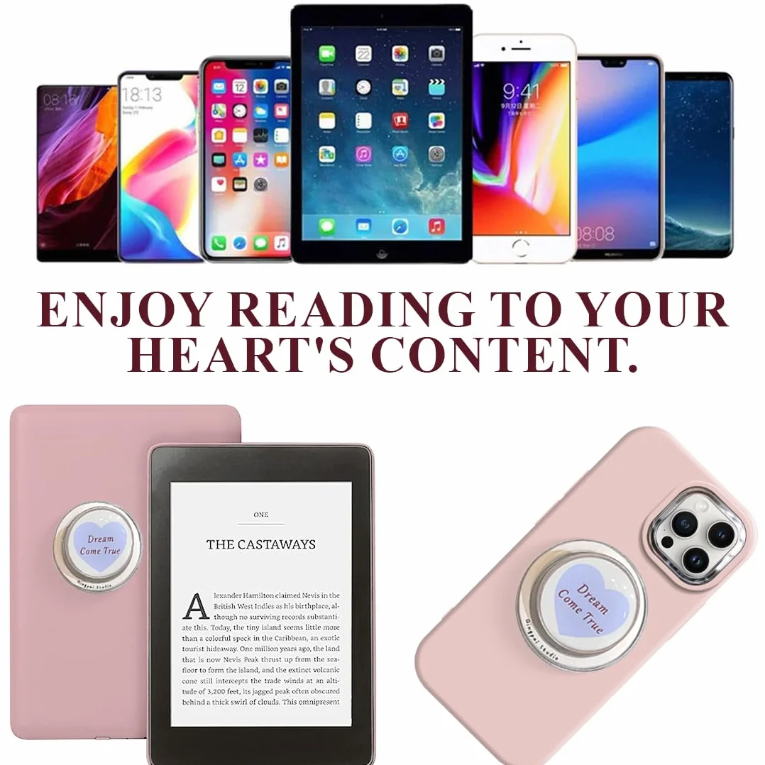 Supporto Kindle Magnético a Cuore con Impugnatura e Stand Piegabile per Smartphone/Tablet/Kindle