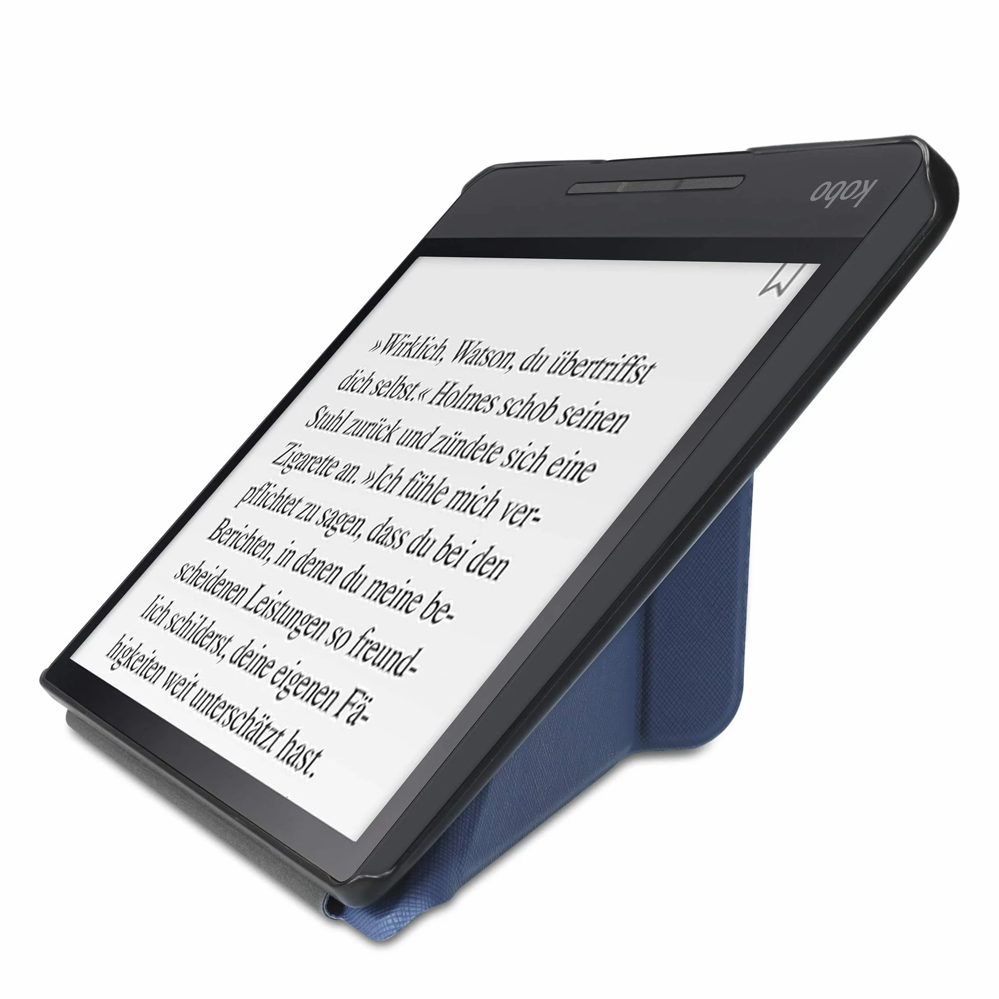 kwmobile Custodia Pieghevole Compatibile con Kobo Forma Cover - Cover Magnetica Pelle PU eReader - blu scuro