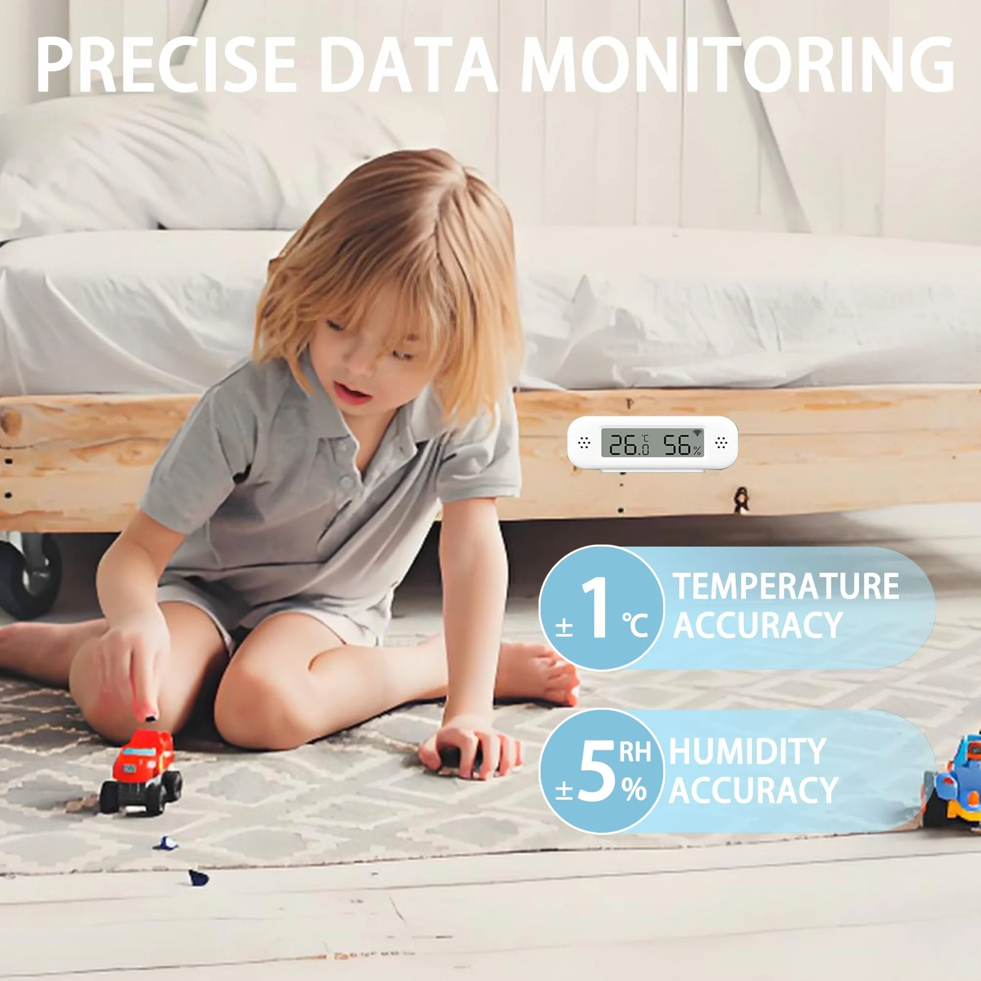 Termometro digitale WiFi igrometro sensore temperatura umidità interna con monitoraggio remoto app, compatibile Alexa