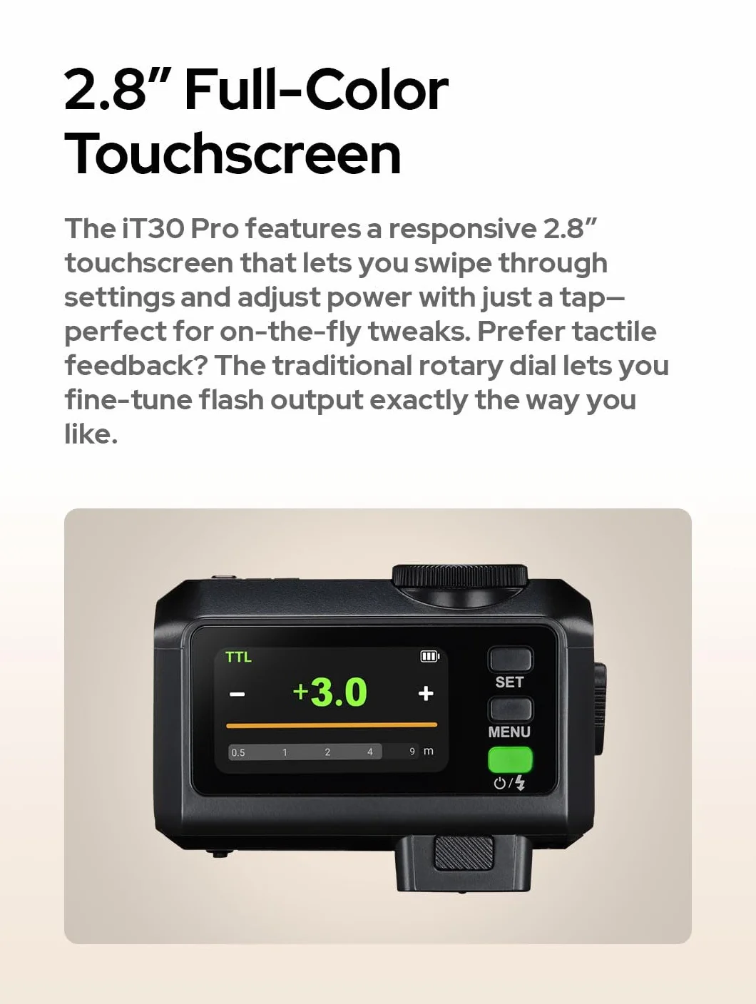 Godox iT30 Pro Flash Mini TTL per Fotocamere Leica, Wireless 2.4G HSS 1/8000s Touchscreen, Ricaricabile Nero