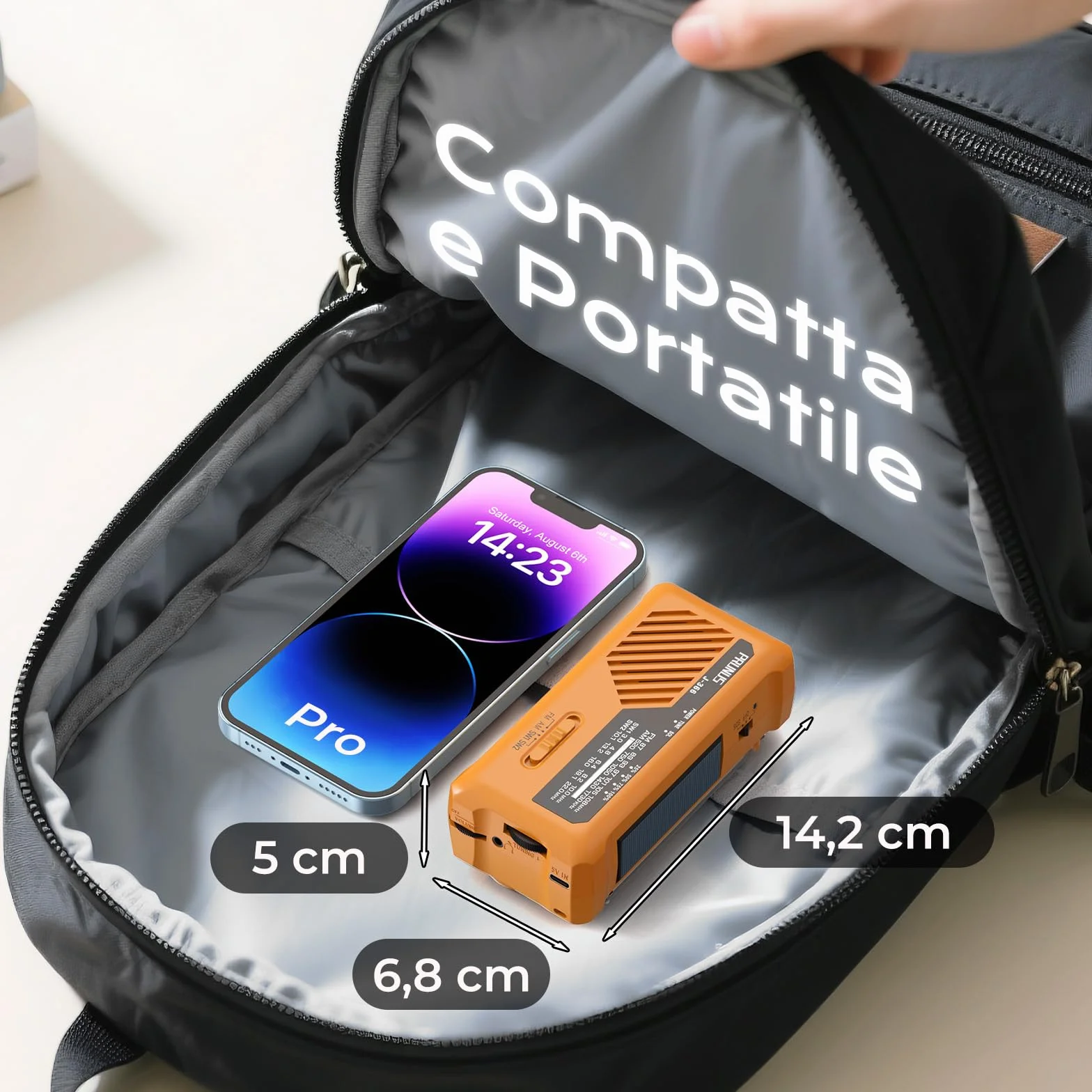 PRUNUS J-366 Radio Portatile Emergenza FM AM SW, 2000 mAh Power Bank con Allarme SOS e Torcia (Giallo)
