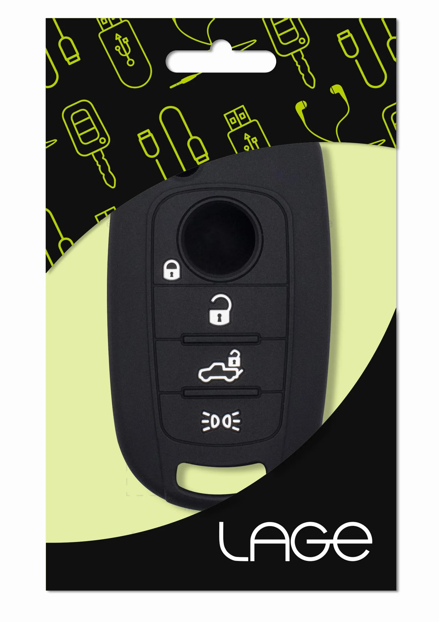 Silicone Cover Chiave per Telecomando Auto Fiat 500X 4 Tasti NERO