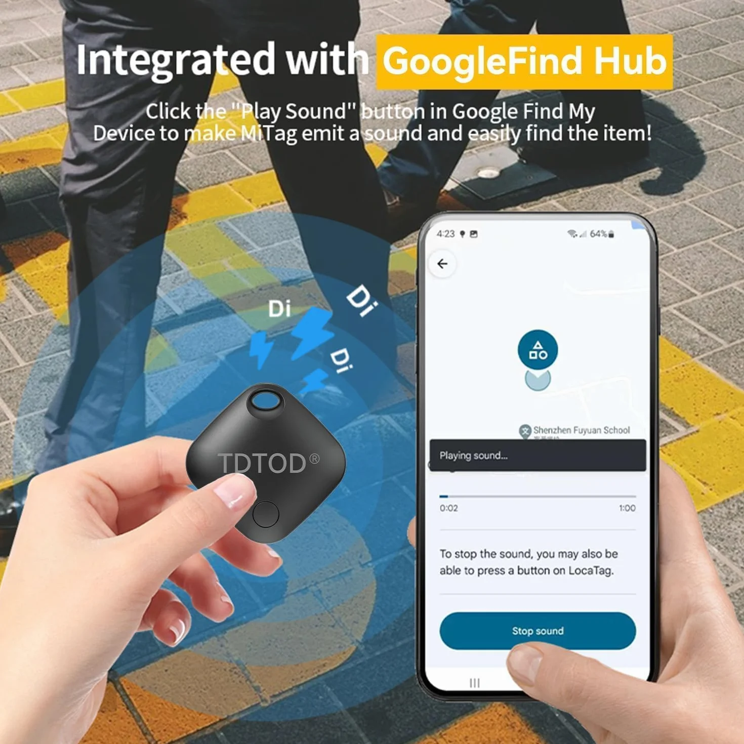 Tracker Tag Android GPS Localizzatore Bluetooth per Chiavi Bagagli (nero)