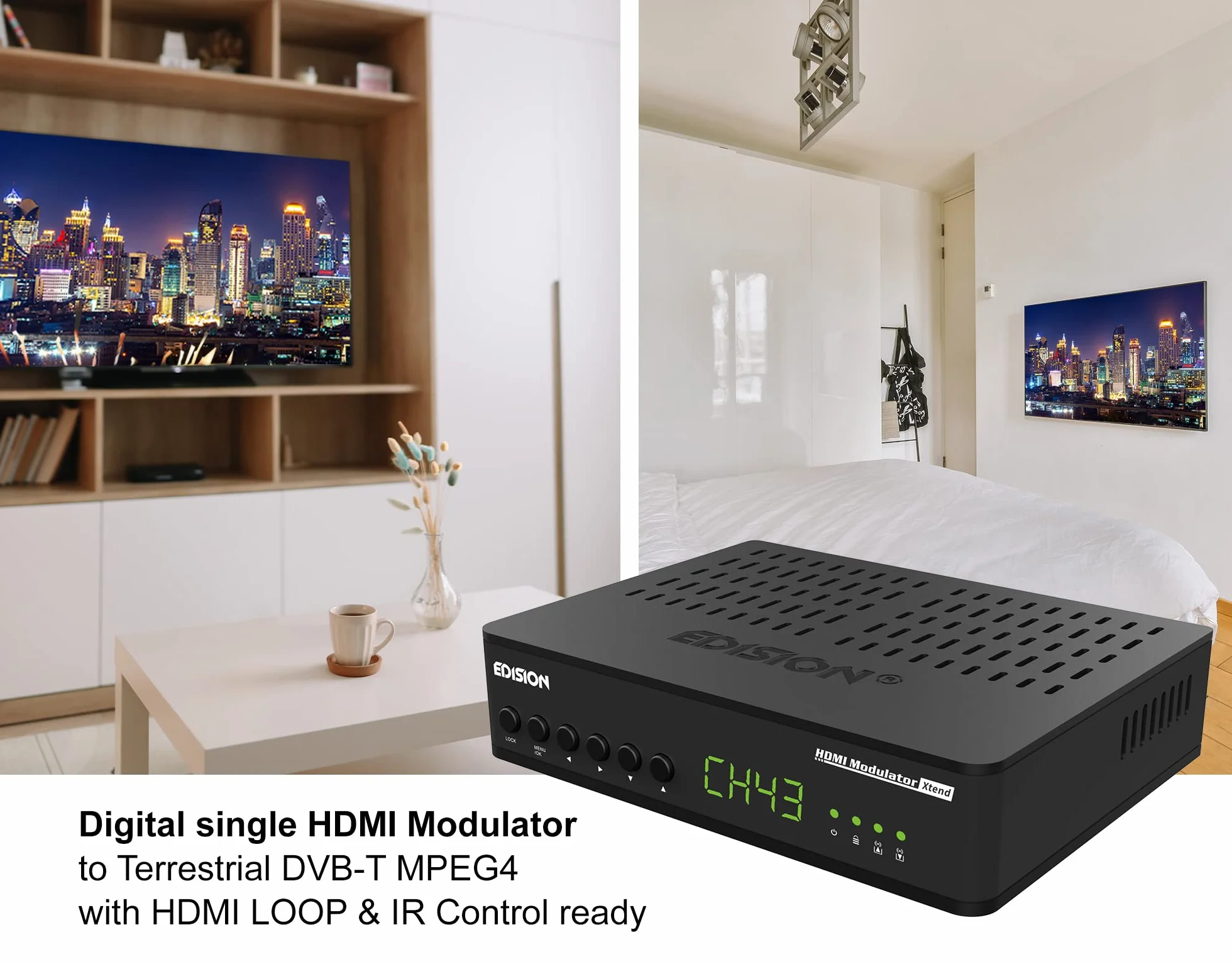 Edision Xtend lite HDMI Modulatore monocanale HDMI-DVB-T MPEG4 Full HD RF-in