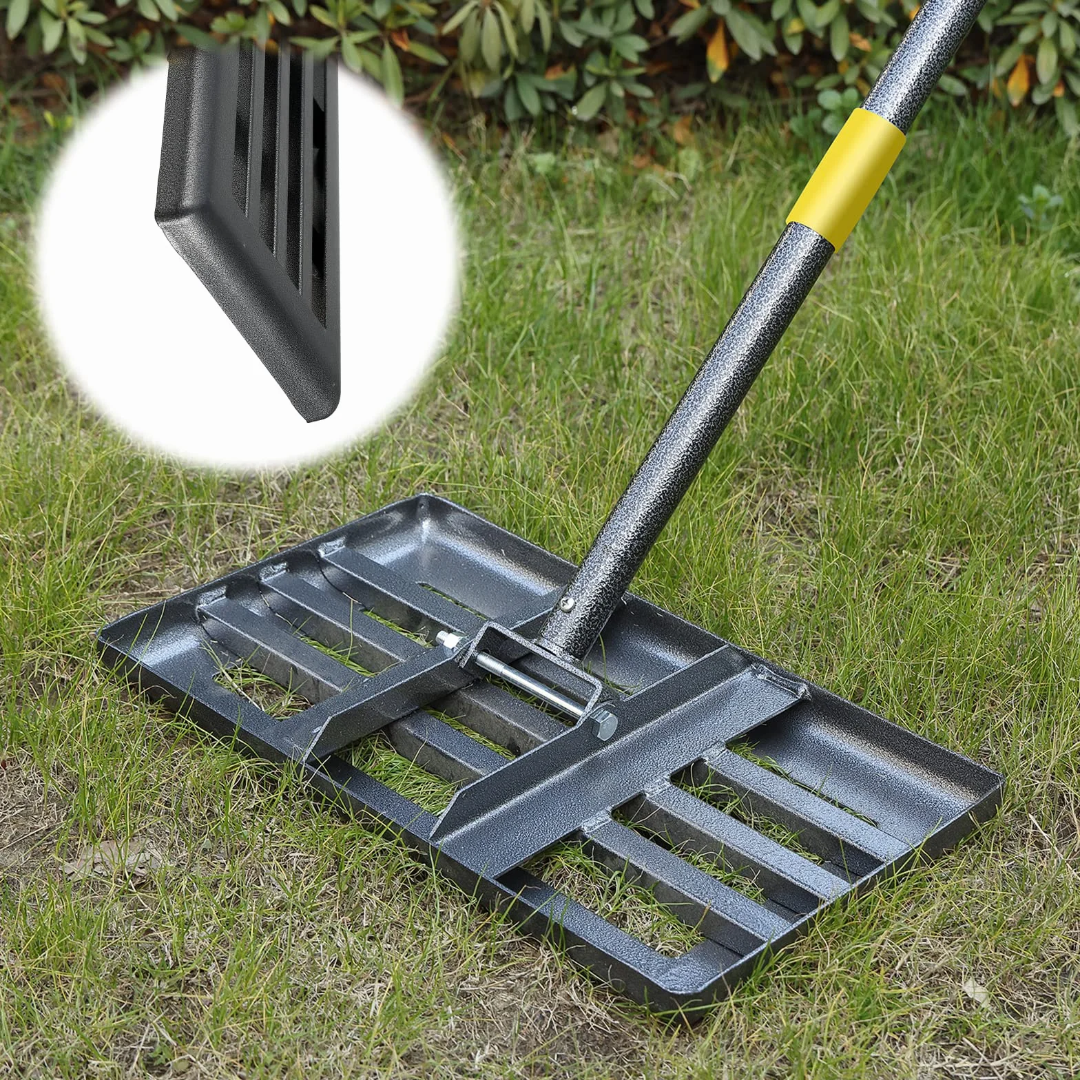 Rastrello per prato Rastrello livellatore Golf Garden Grass Surface Levelawn Rake Topdressing Lawn Slide Stainless Steel Garden Backyard Lawn Leveller (25x43cm)