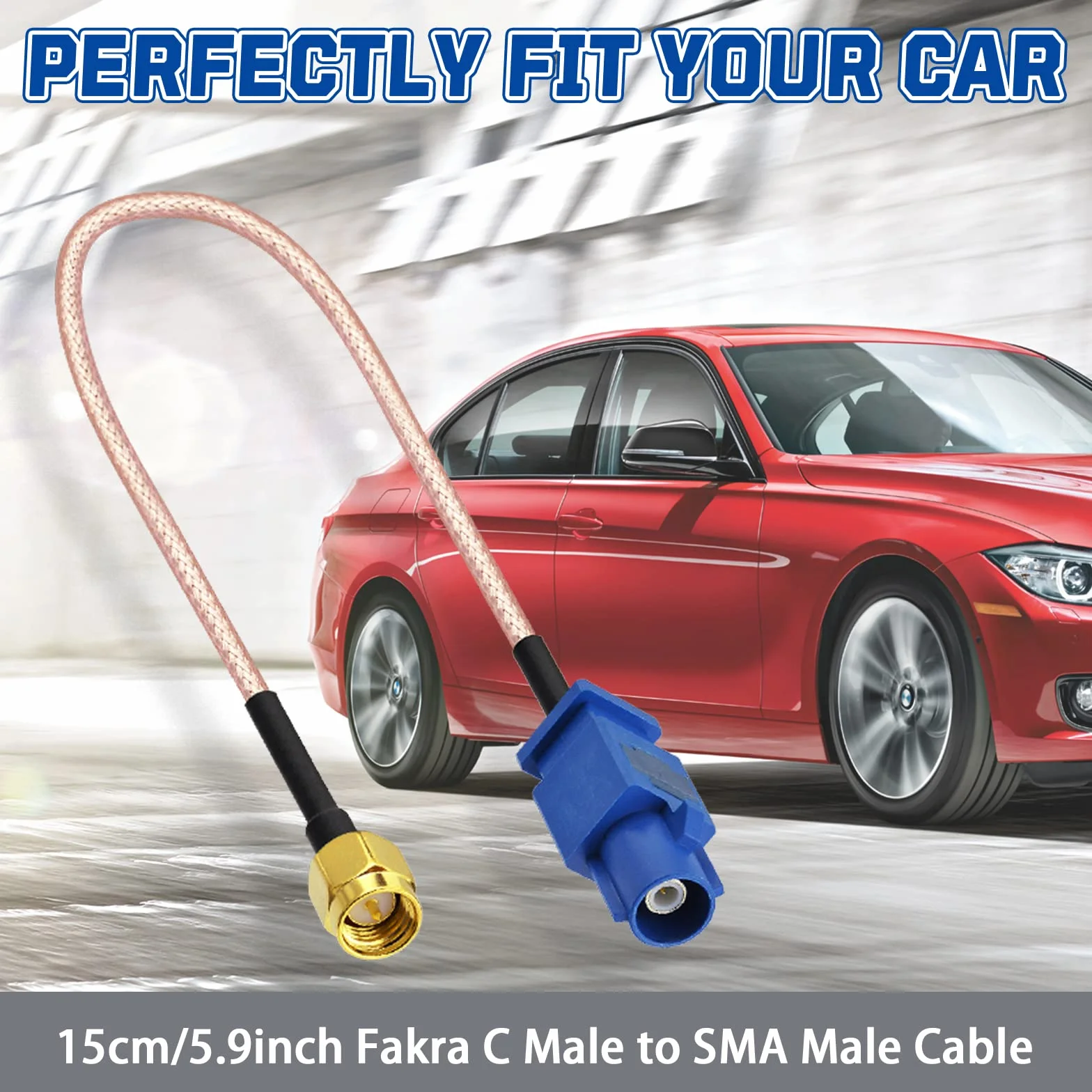 Bingfu Cavo Adattatore Antenna GPS SMA Maschio a Fakra C Maschio 15cm Blu per Auto SUV Camion