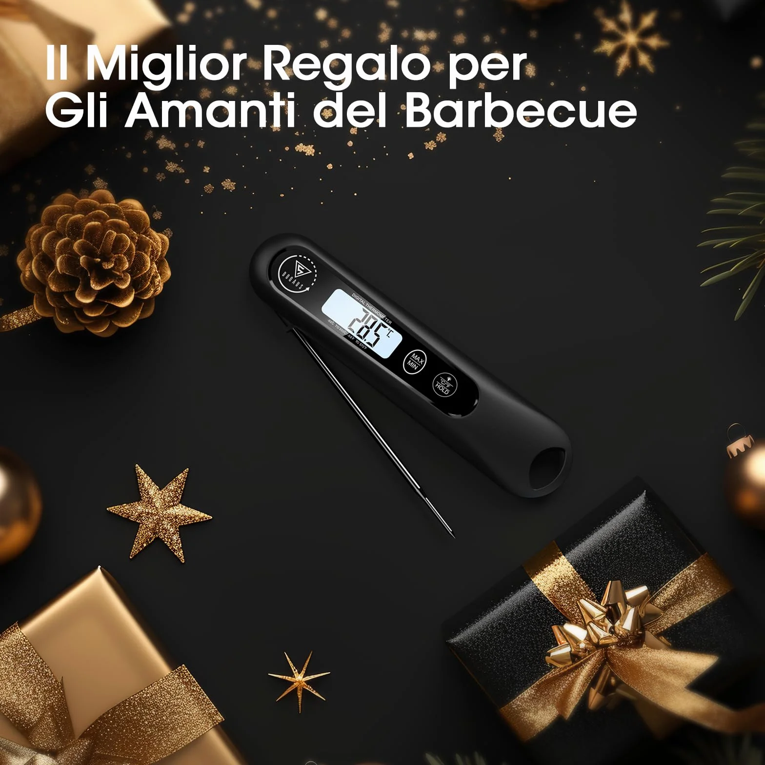 DOQAUS Termometro da Cucina Digitale, Lettura Istantanea con Sonda Pieghevole, per Carne Barbecue Alimenti