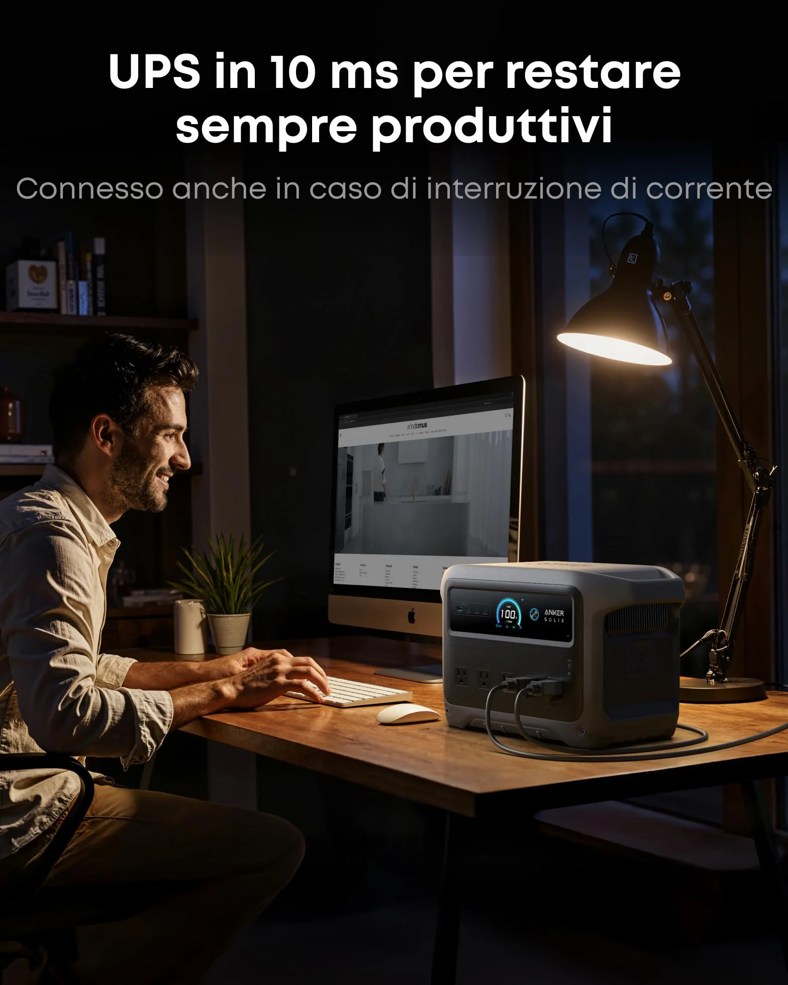 Anker SOLIX C1000 Gen 2 stazione di energia portatile, generatore solare da 2000W (picco 3000W), ricarica completa in 49 minuti, batteria LiFePO4 da 1024Wh per backup domestico, interruzioni di corren