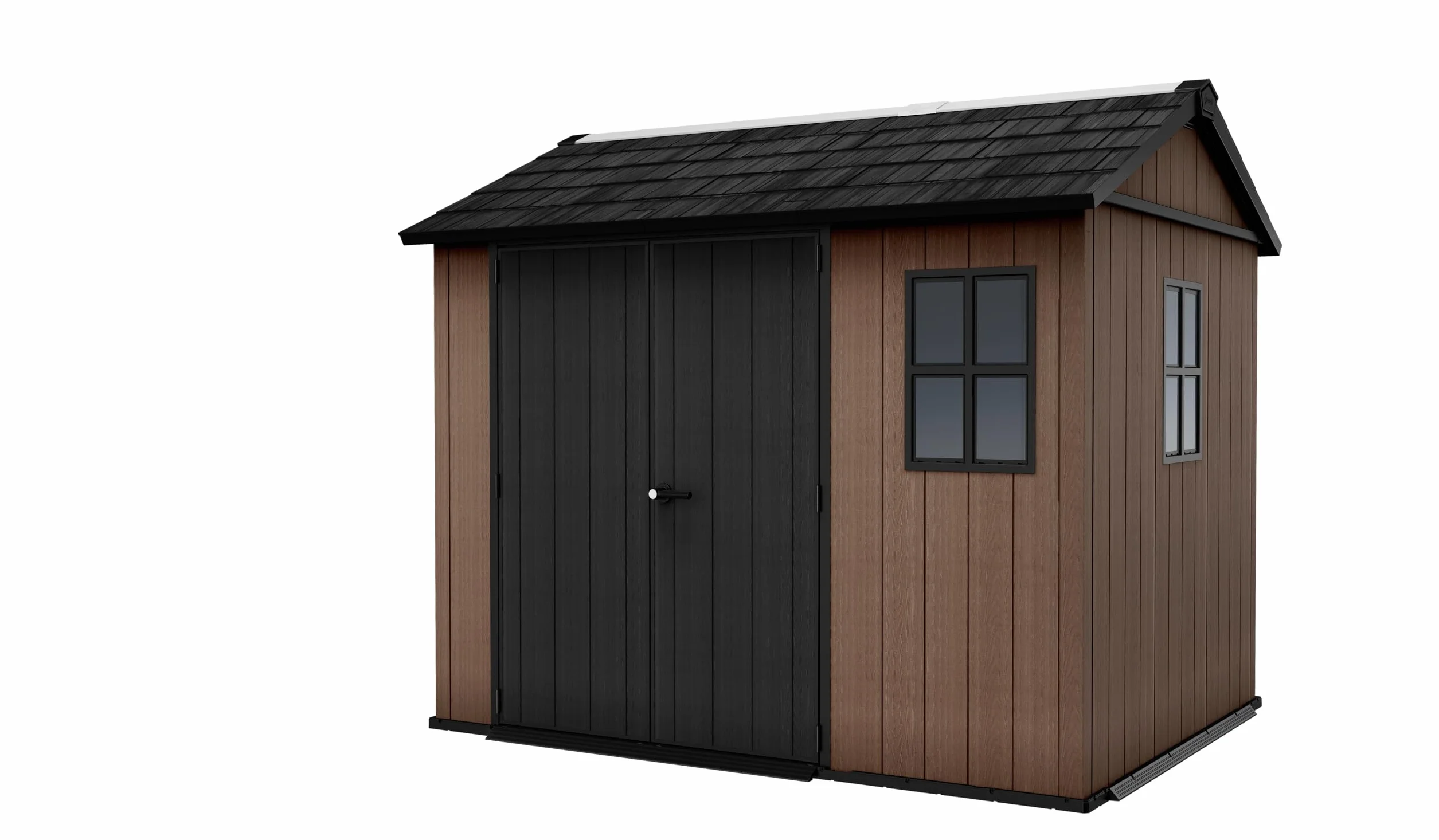 Keter Casetta da Giardino Newton 759/975, Effetto Legno Naturale, Porte e Finestre Orientabili, Marrone, 5,2 m², 230x287x246H cm