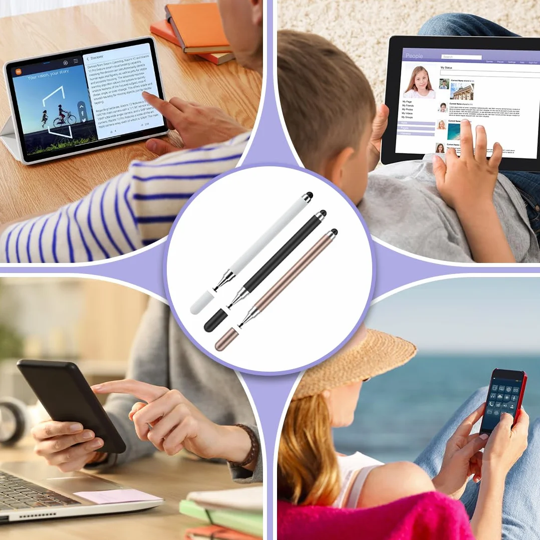 Pennini Stilo 2 in 1 per Touch Screen, Pennino Capacitivo a Punta Fine, Compatibile Cellulare e Tablet