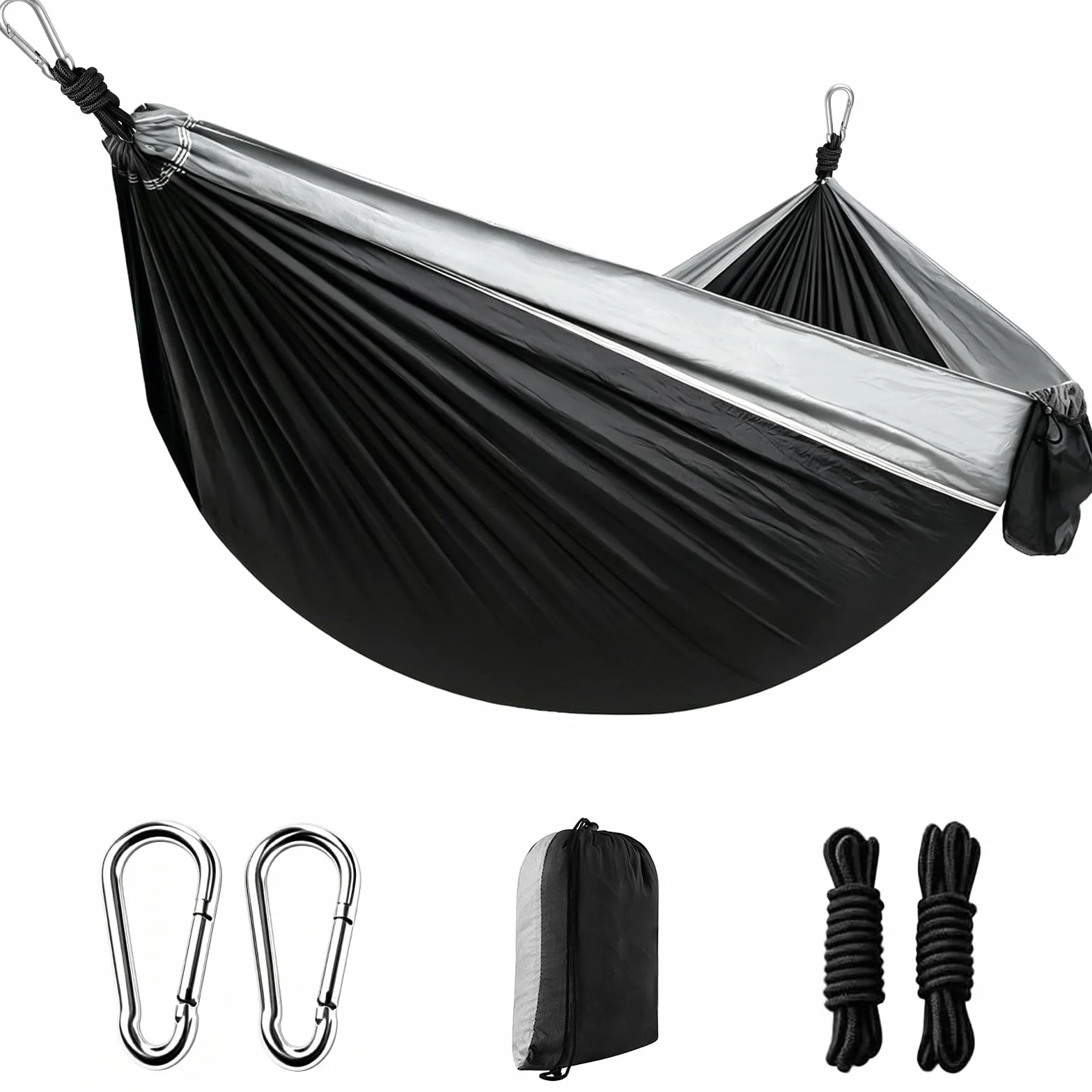 Amaca Campeggio Ultraleggera, Capacità di Carico 300kg, 270 x 140 cm in Nylon Paracadute Traspirante, con Cinghie Rispettose degli Alberi, Moschettoni & Borsa da Viaggio, per Giardino, Trekking