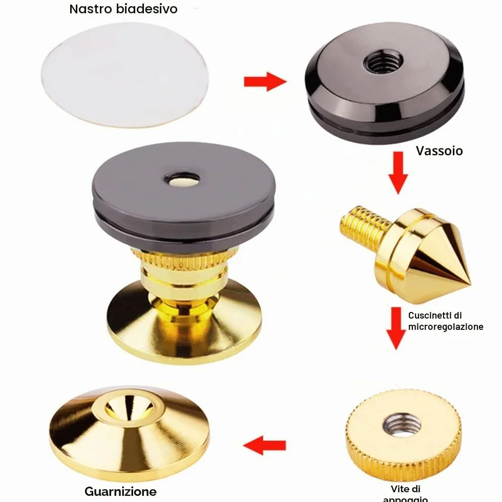 Piedini per Altoparlanti Isolamento a Punta 28x25mm Set 4 Pezzi per Amplificatore Lettore CD DVD