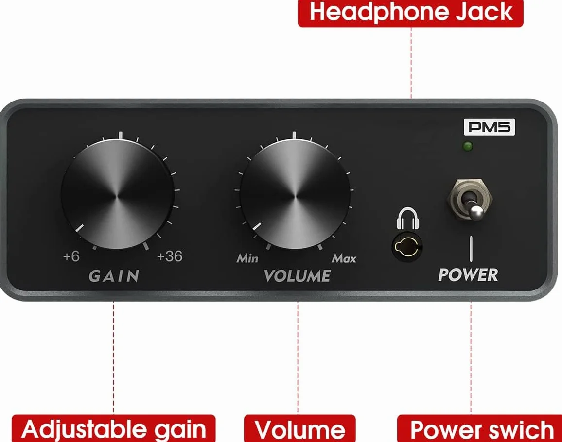 Phono Preamplificatore, Mini Preamp per Giradischi Vinile con RCA, Cuffie, Volume e Guadagno Regolabili
