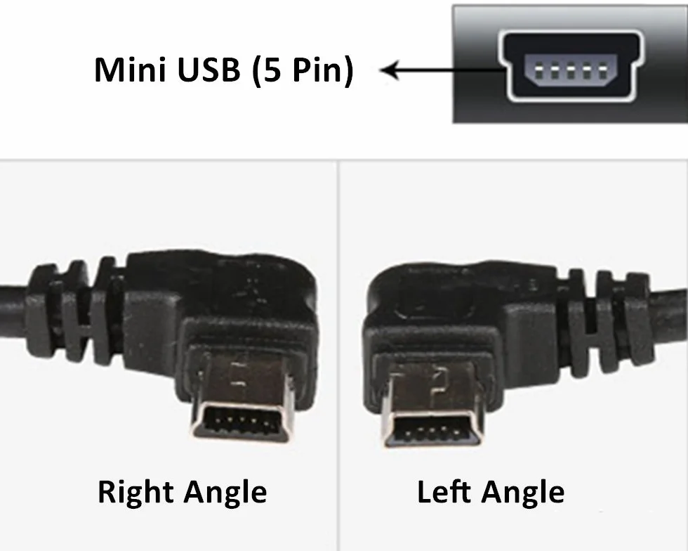 10FT USB A Male to Mini USB 90 Degree Right Angle Cable for Garmin Dash Cam GPS GoPro Hero 4 3+