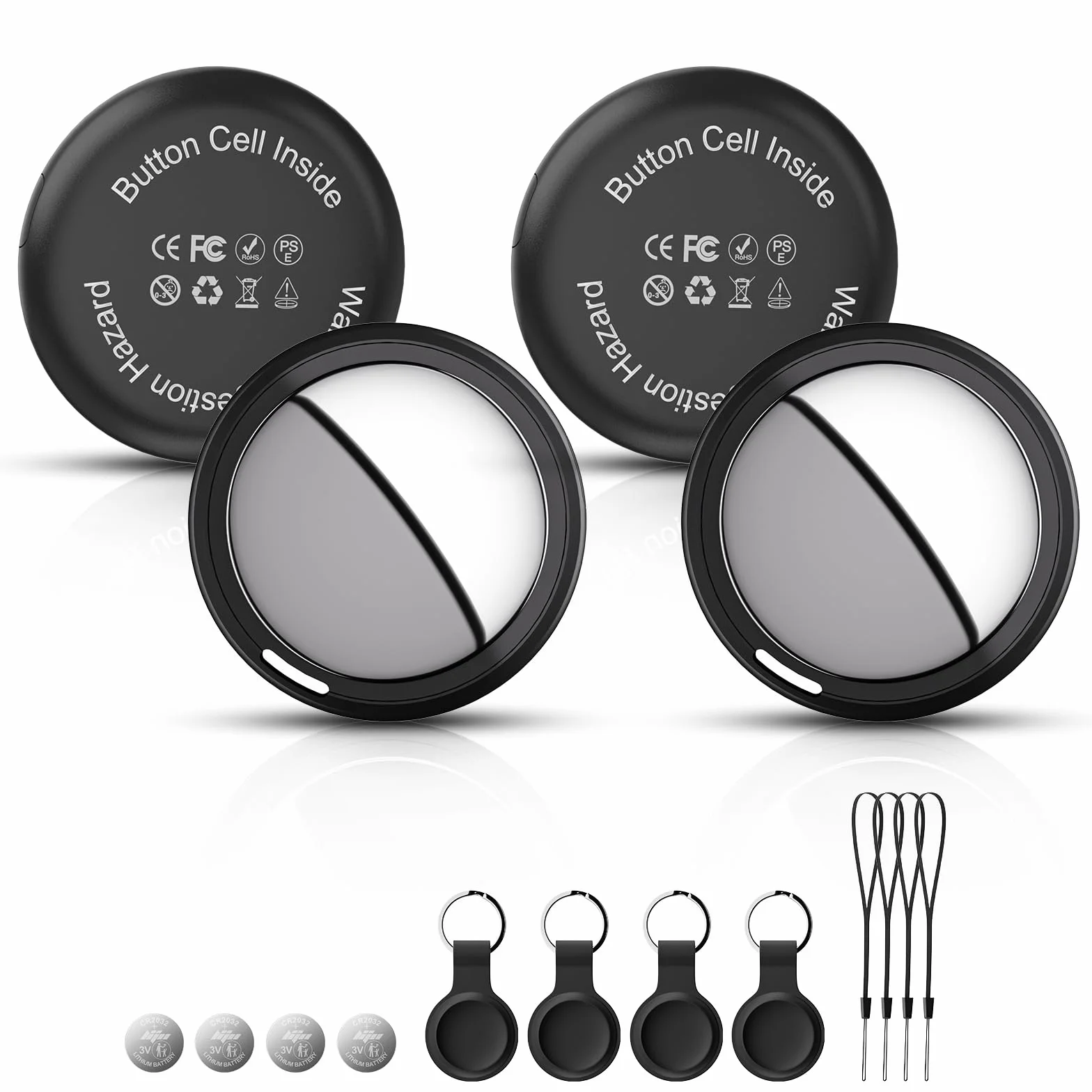 Localizzatore Smart Air Tracker Tag Compatibile Apple Dov'è, Batteria Inclusa, 4 Pezzi, Nero