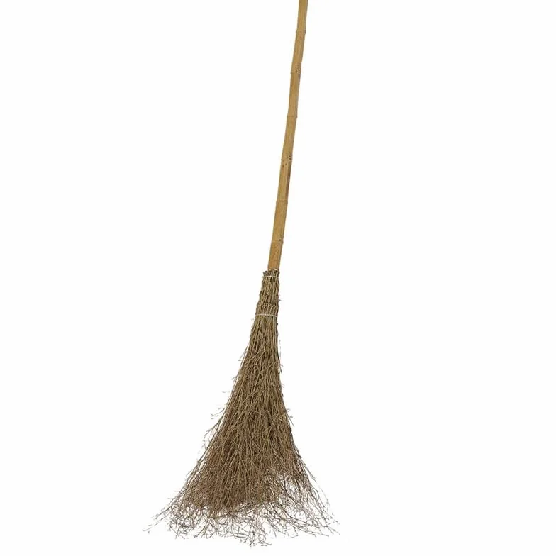 Virsus Scopa in legno di Bamboo, con manico lungo 142 cm, 18 rami, setole naturali, per pulizia giardino, strade, operatori ecologici -1031