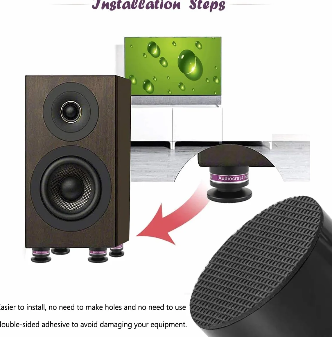 Tertullus Set 4 picchetti regolabili altezza subwoofer altoparlanti carico 50 kg