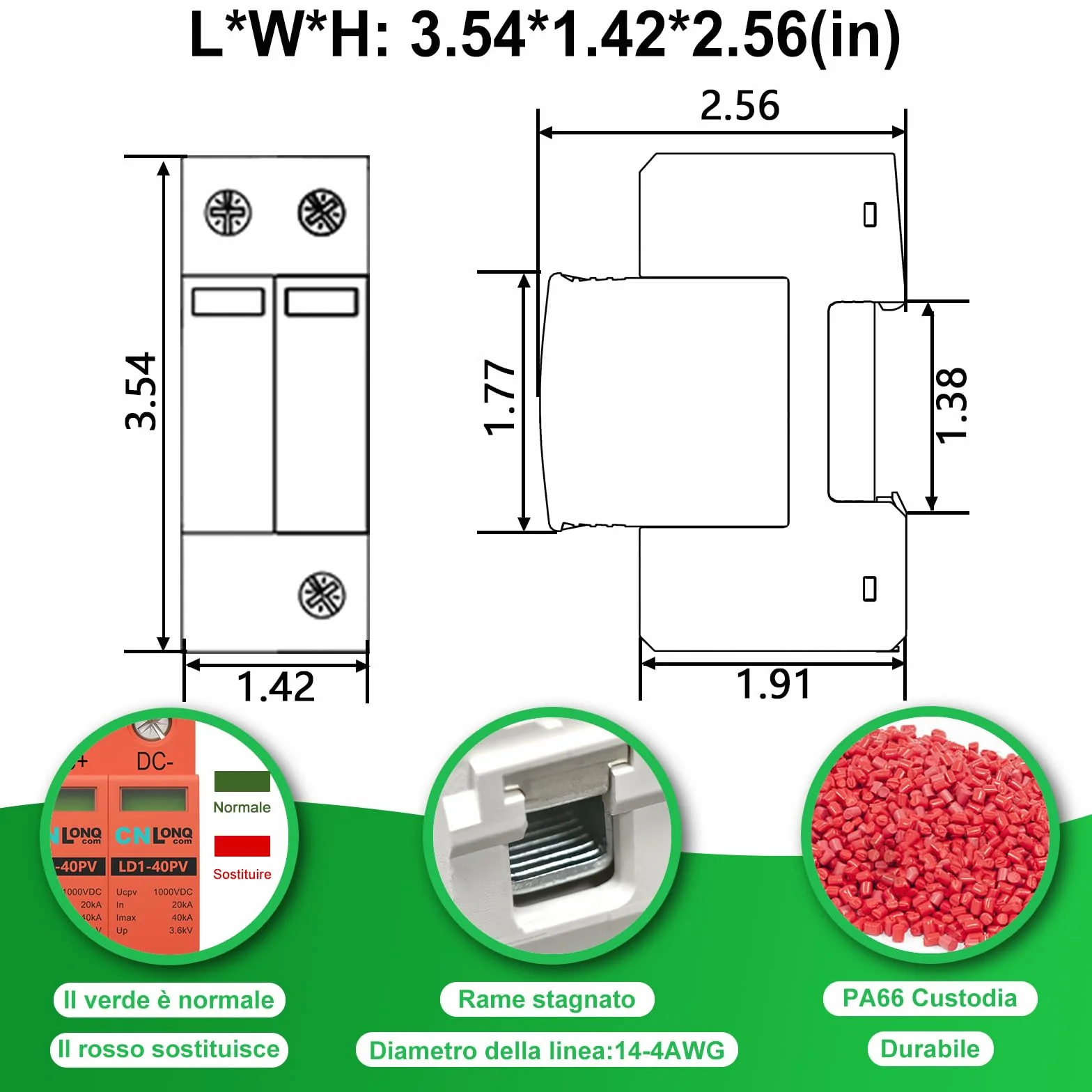 Scaricatore di Sovratensione DC1000V 20kA~40kA 2P Fotovoltaico Protezione Contro Sovratensioni