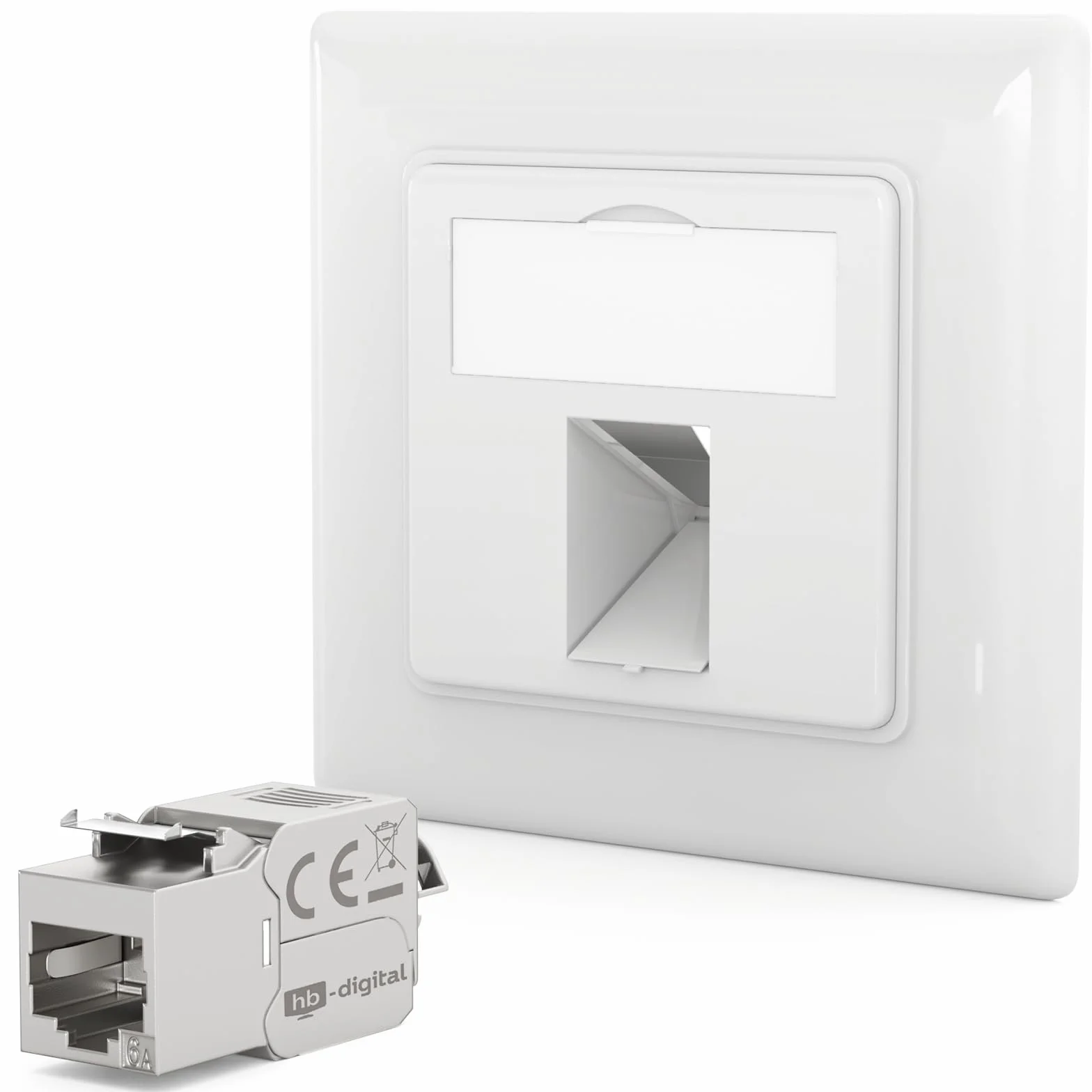 Presa di rete CAT 6a RJ45 1 porta Keystone STP schermata 10 GBit/s bianco HB-DIGITAL