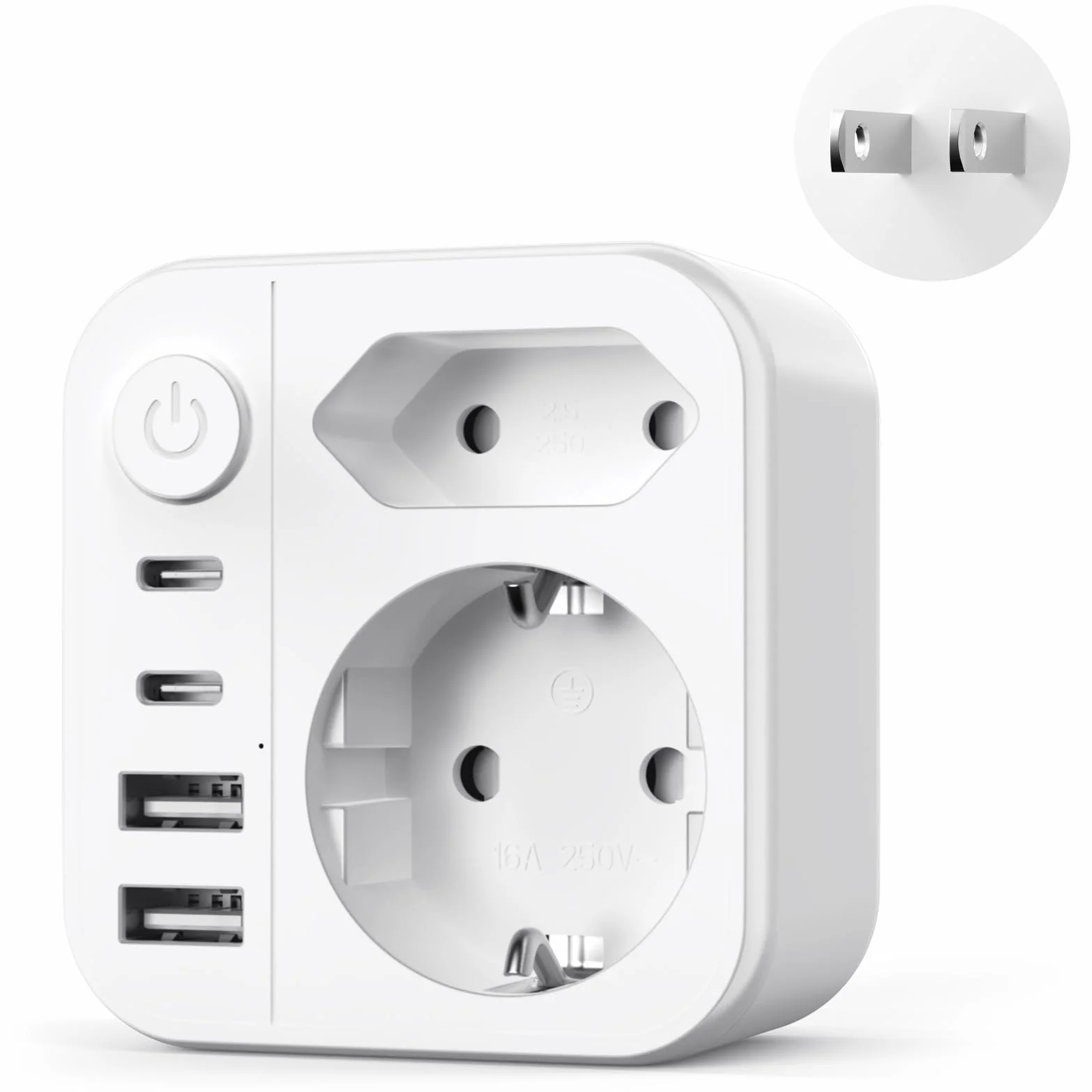 Adattatore Presa Giapponese Italiana 6 in 1 2500W Tipo A con 4 USB Viaggio Giappone