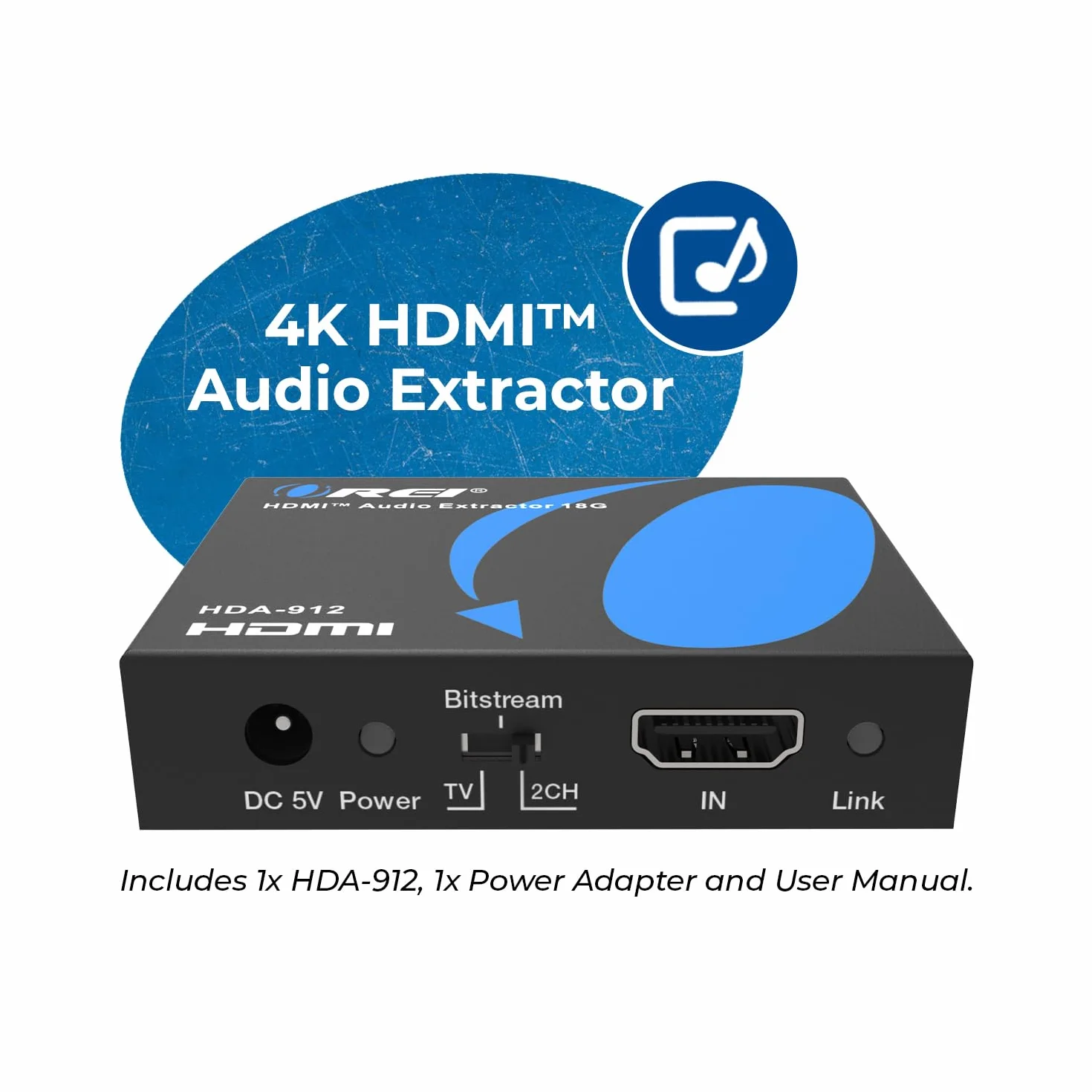 OREL Estrattore audio 4K HDMI 2.0 Audio Converter SPDIF 3.5mm HDCP 2.2 Dolby Digital DTS Passthrough CEC HDR Dolby Vision HDR10 HDA-912