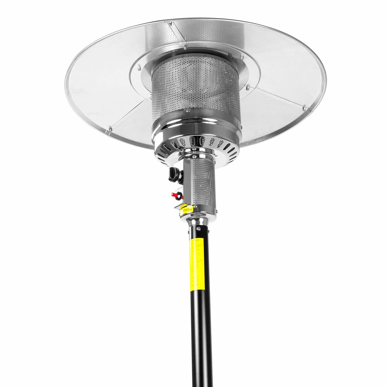 Stufa a Fungo Riscaldante per Esterno a Gas 12kW, Accensione Piezoelettrica, Ruote Integrate, Compatibile con Bombola 15Kg, Nero