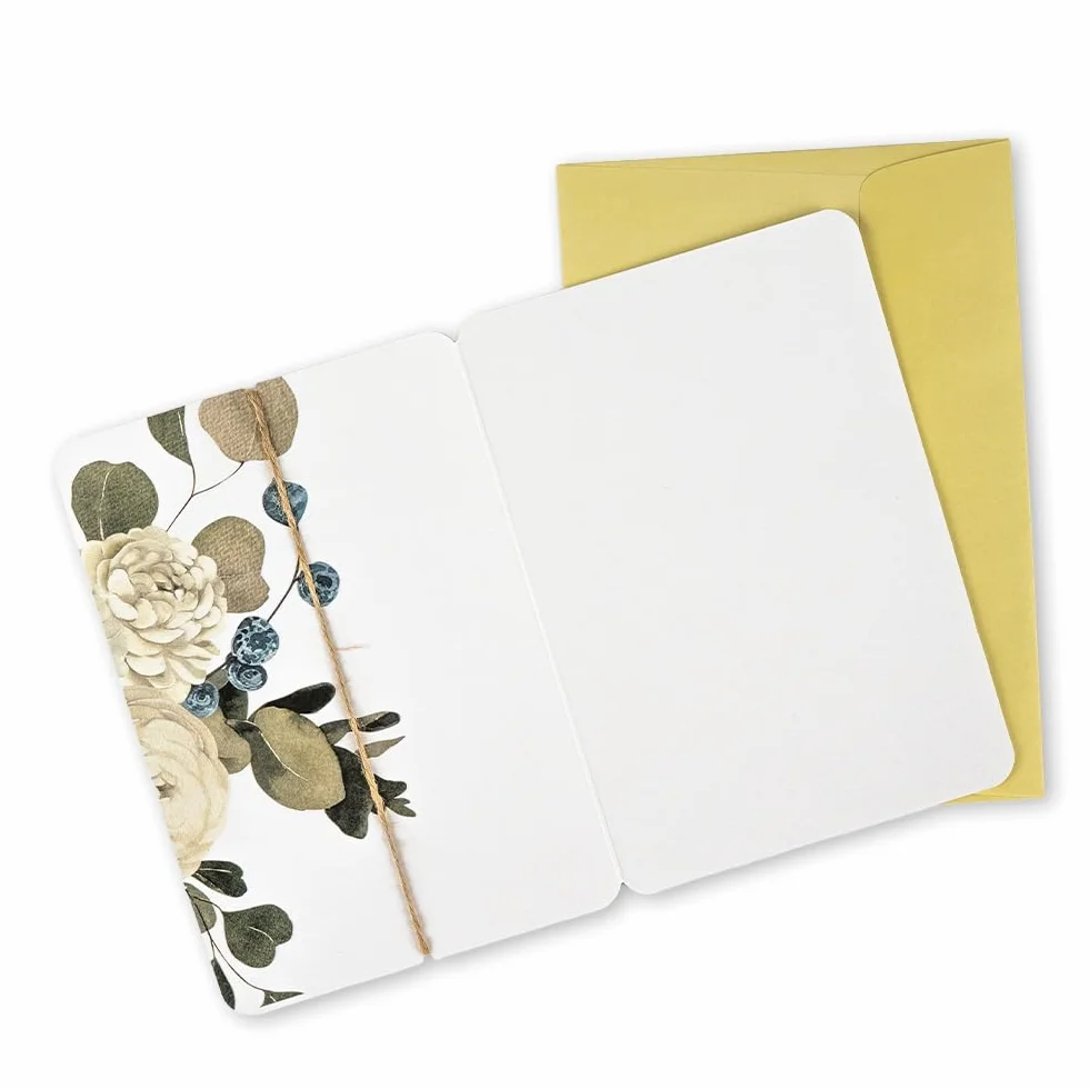 LINA OFFICINE GRAFICHE CREATIVE Biglietto di Auguri per Matrimonio, Stile Elegante, con Applicazione e Cordoncino in Juta, Busta Dorata Inclusa, 11,5 x 16,5 cm