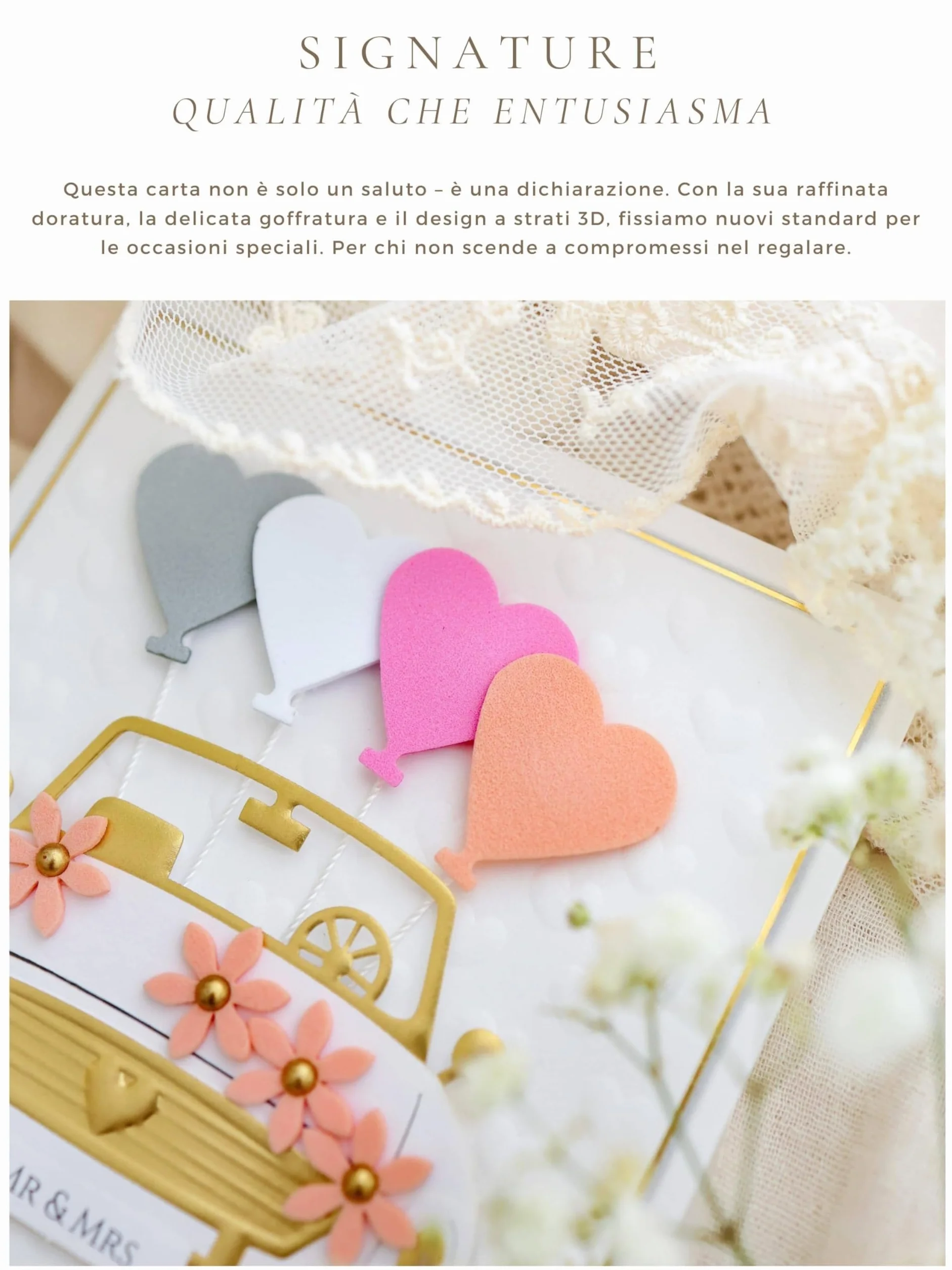 Joli Coon Biglietto auguri matrimonio Signature 3D - Biglietto di auguri 3D con busta FinePaper e adesivo sigillo