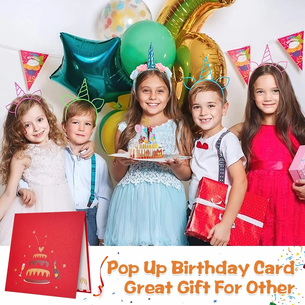 OFFCUP Biglietto Auguri Compleanno Pop Up 3D con Busta per Donne Uomini