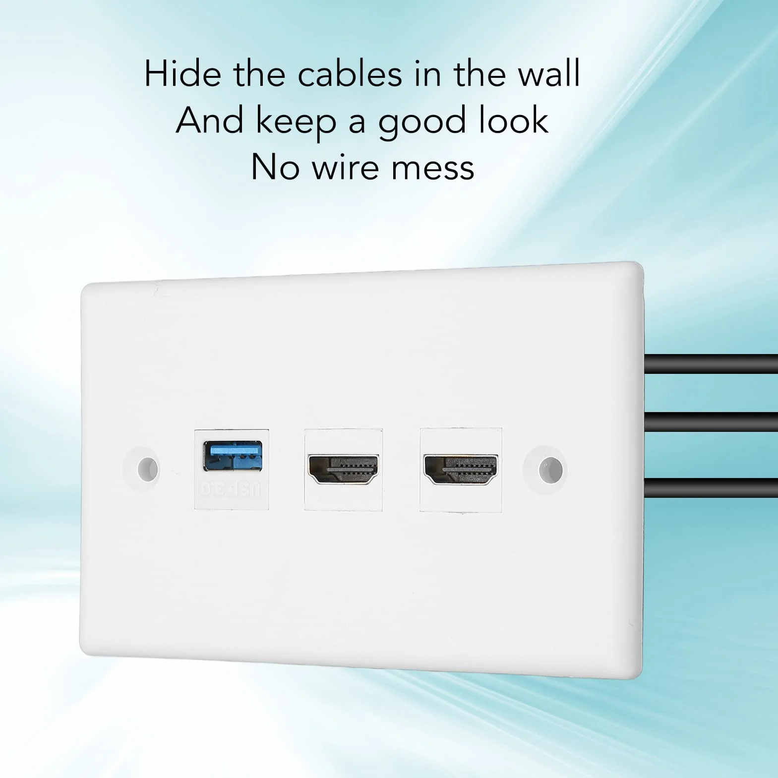 Bewinner Presa a Muro HDMI 3 Porte USB 3.0 Piastra Ethernet Senza Saldatura per TV HD a Parete